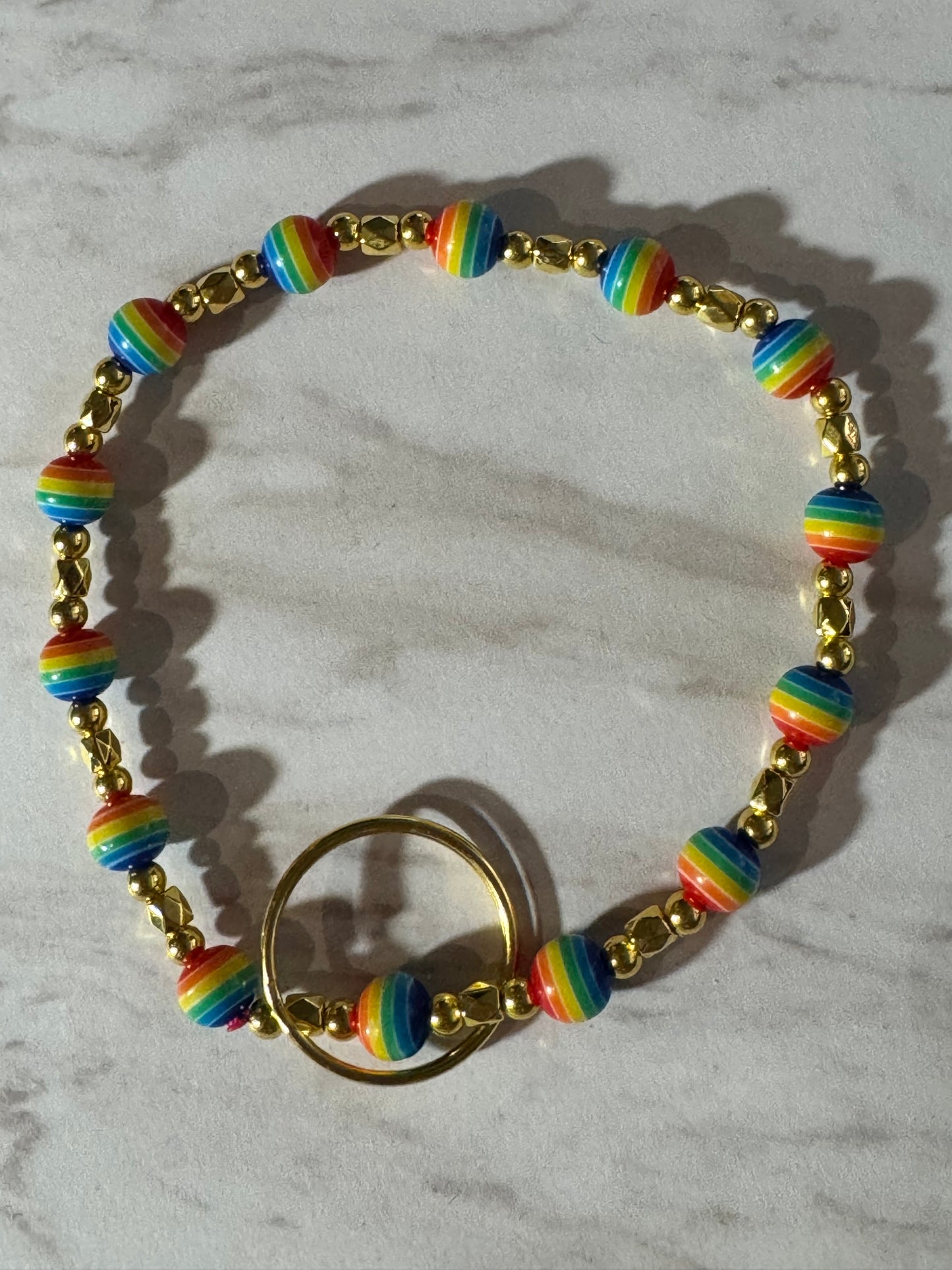 Gold and Rainbow Wristlet Keychain