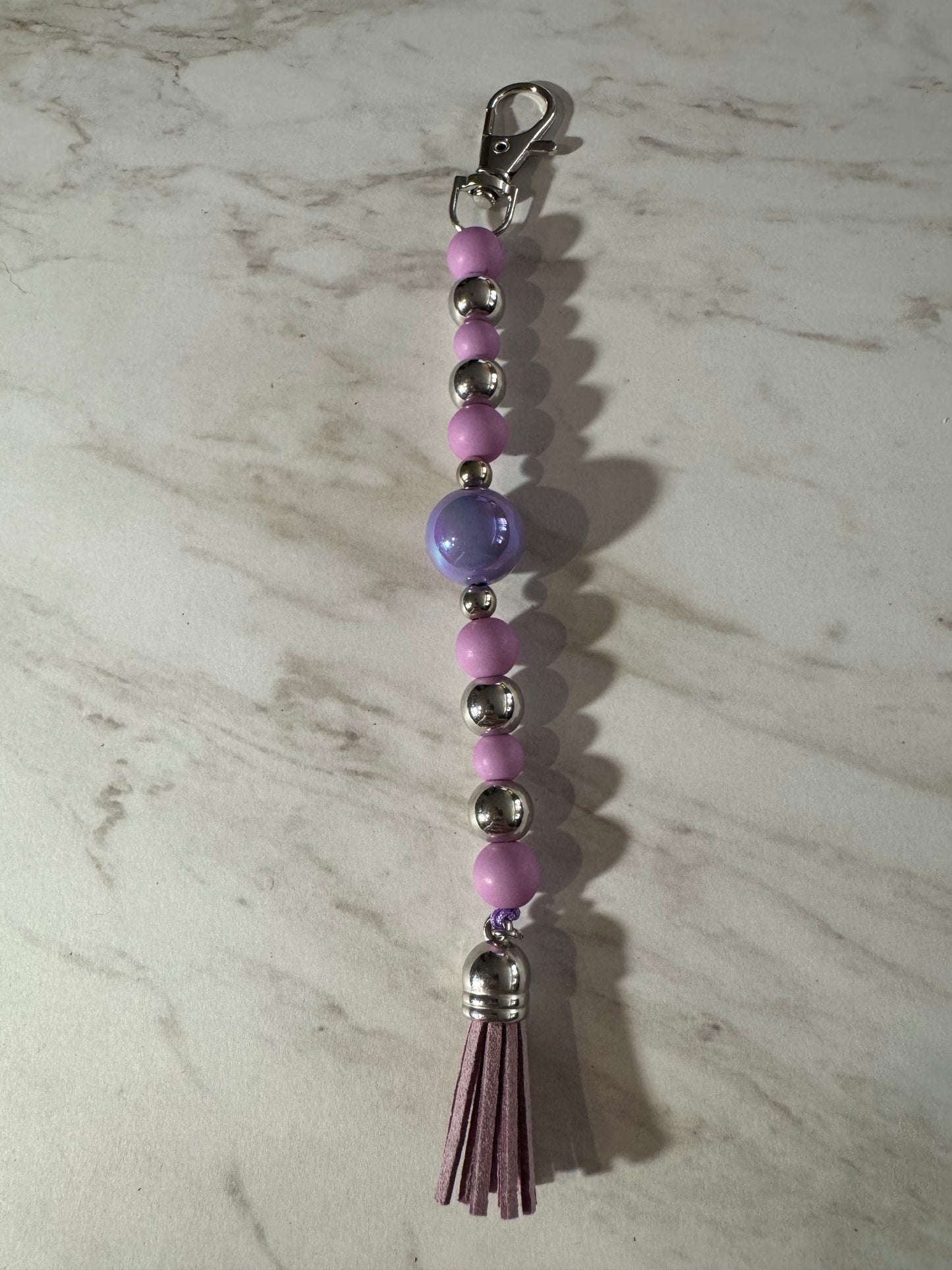 Silver and Purple Bag Charm