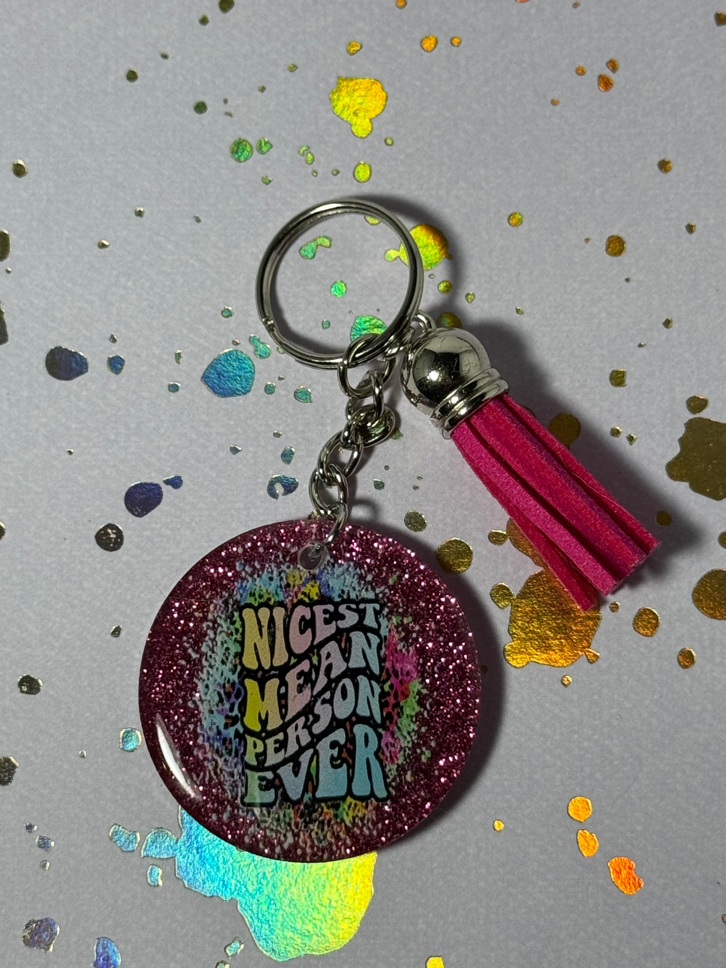 Nicest Mean Person Ever Mini Keychain