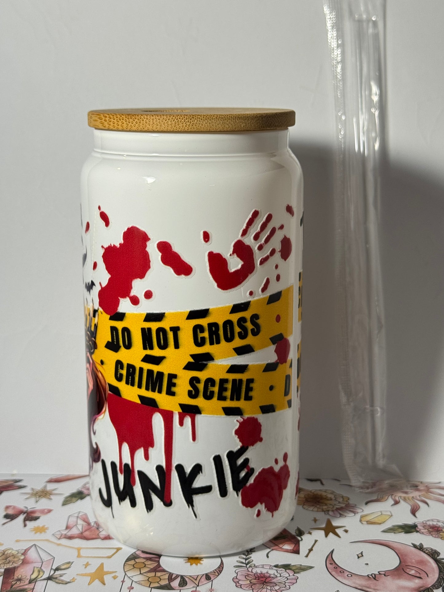 16oz True Crime and Coffee Can Glass