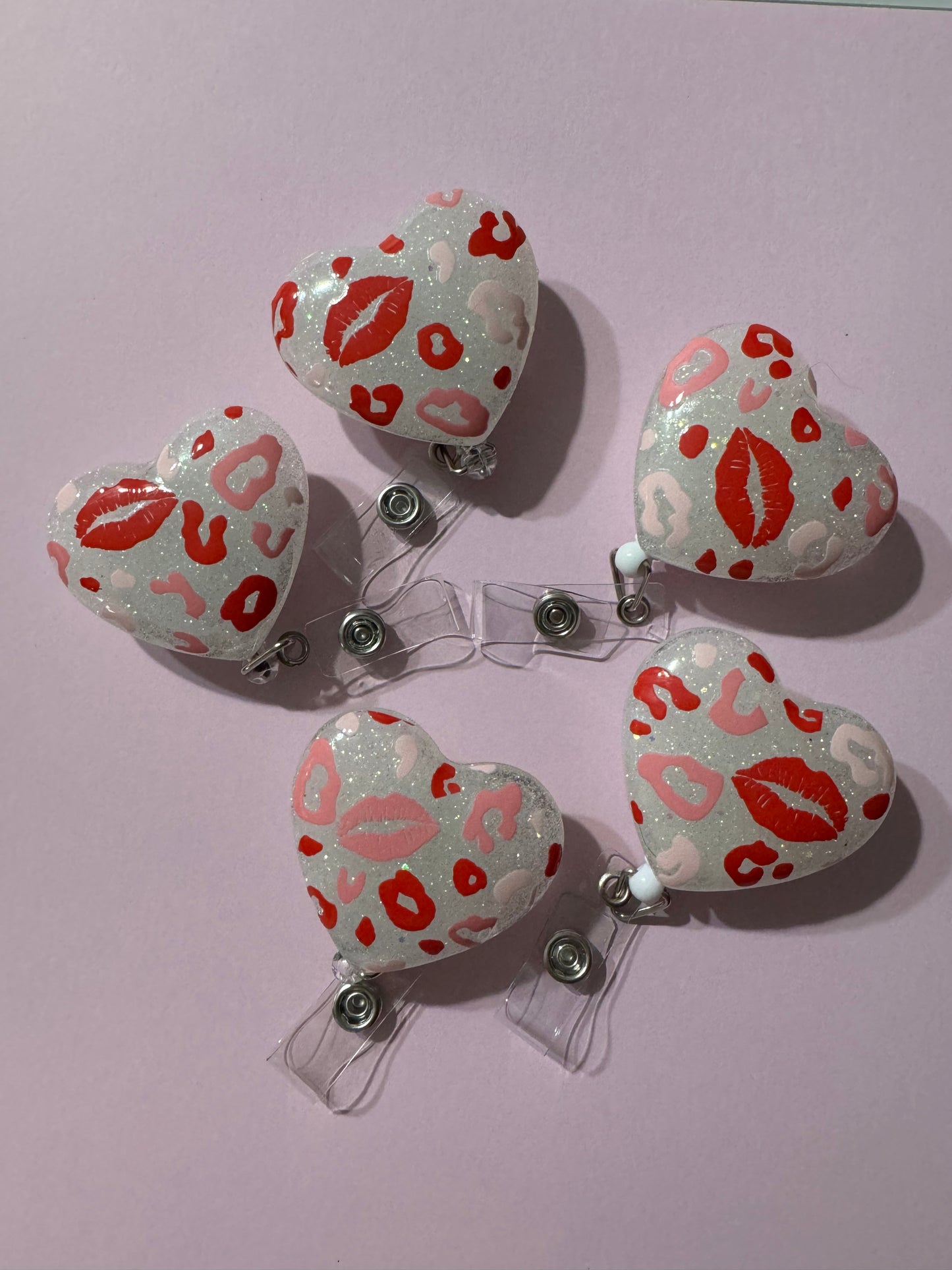 Lips and Leopard Print Badge Reel