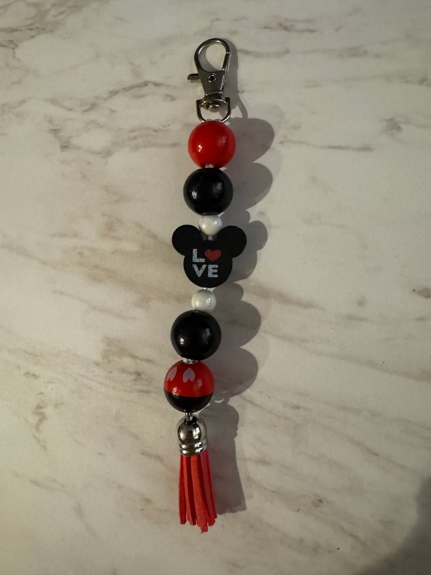 Black and Red Mouse Love Purse Charm.