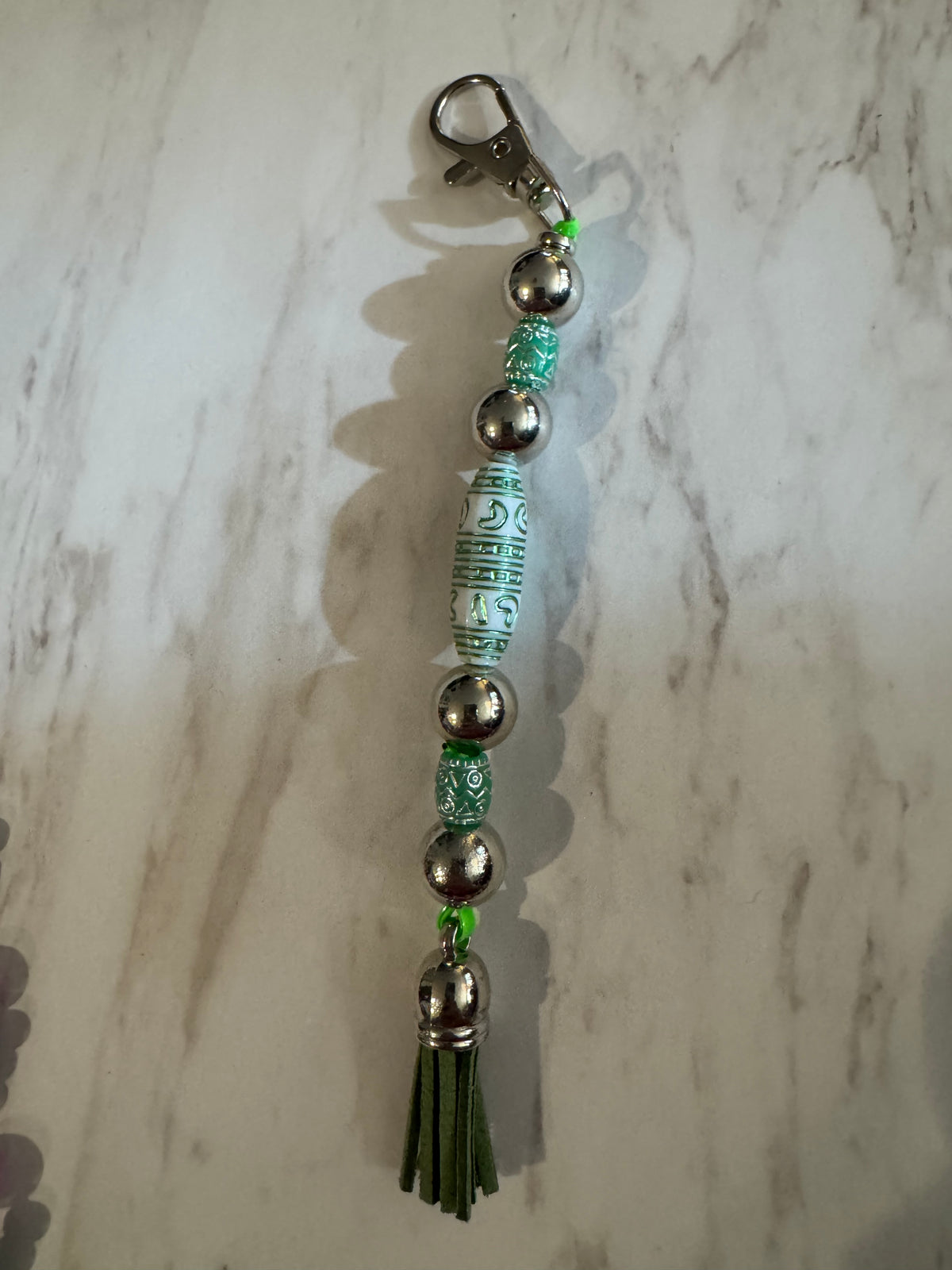Silver and Green Purse Charm