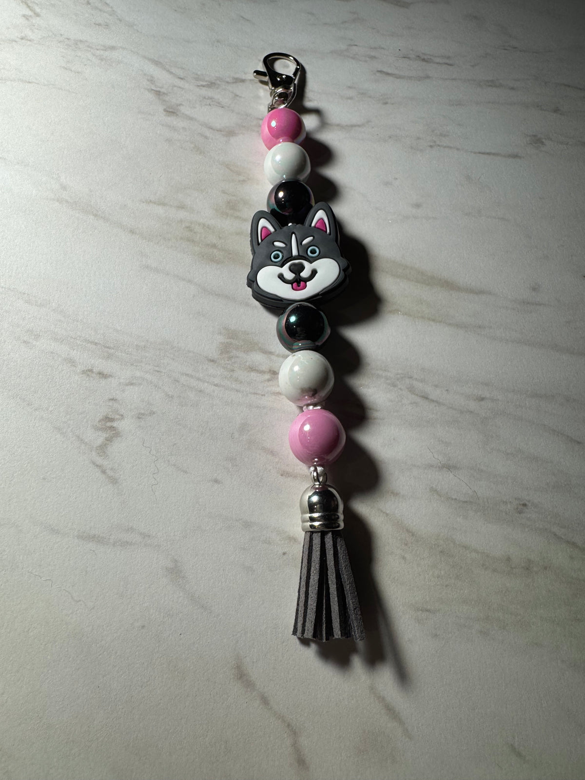 Gray Siberian Husky Purse Charm