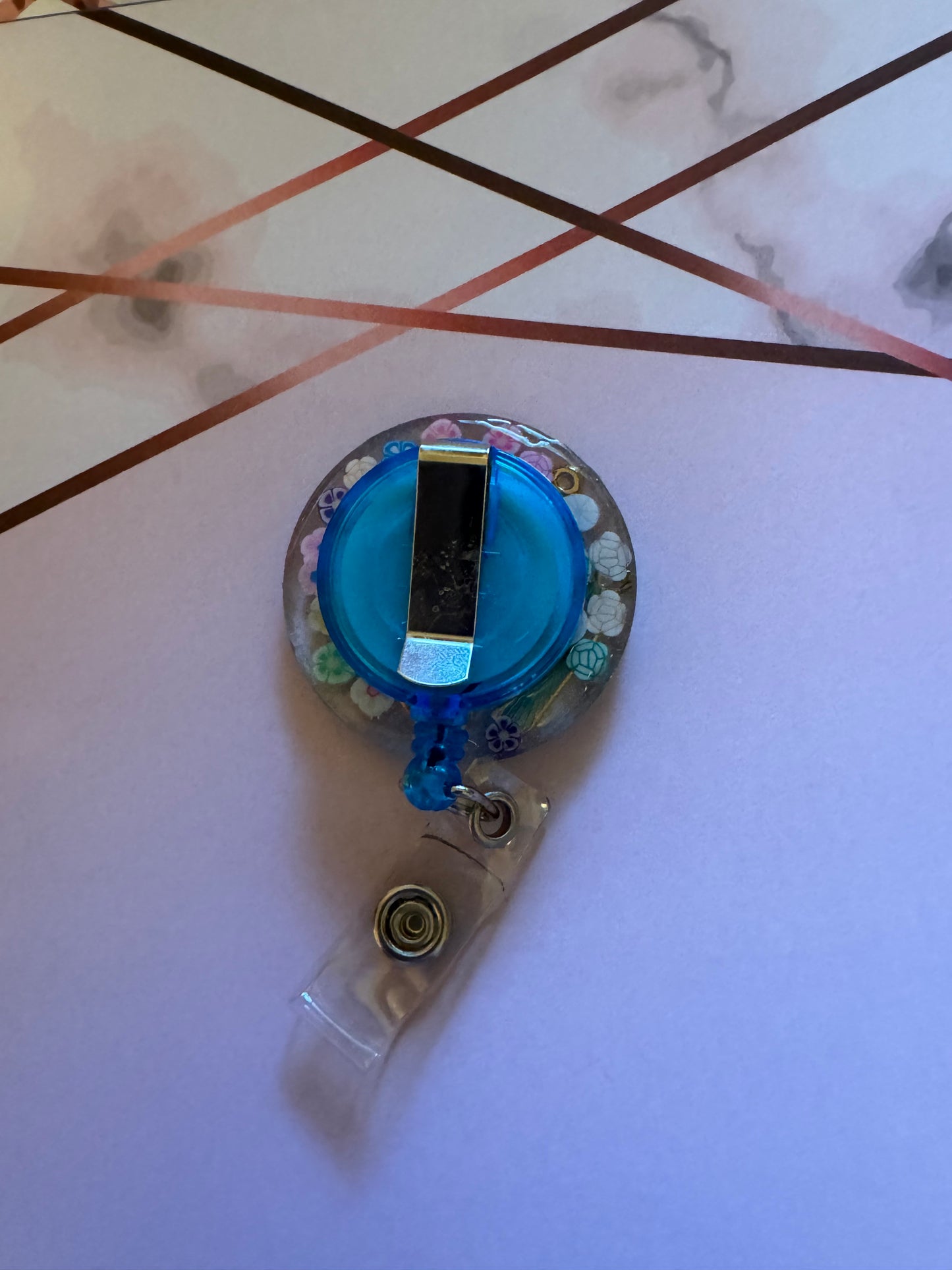 Clear and Blue Teach Badge Reel