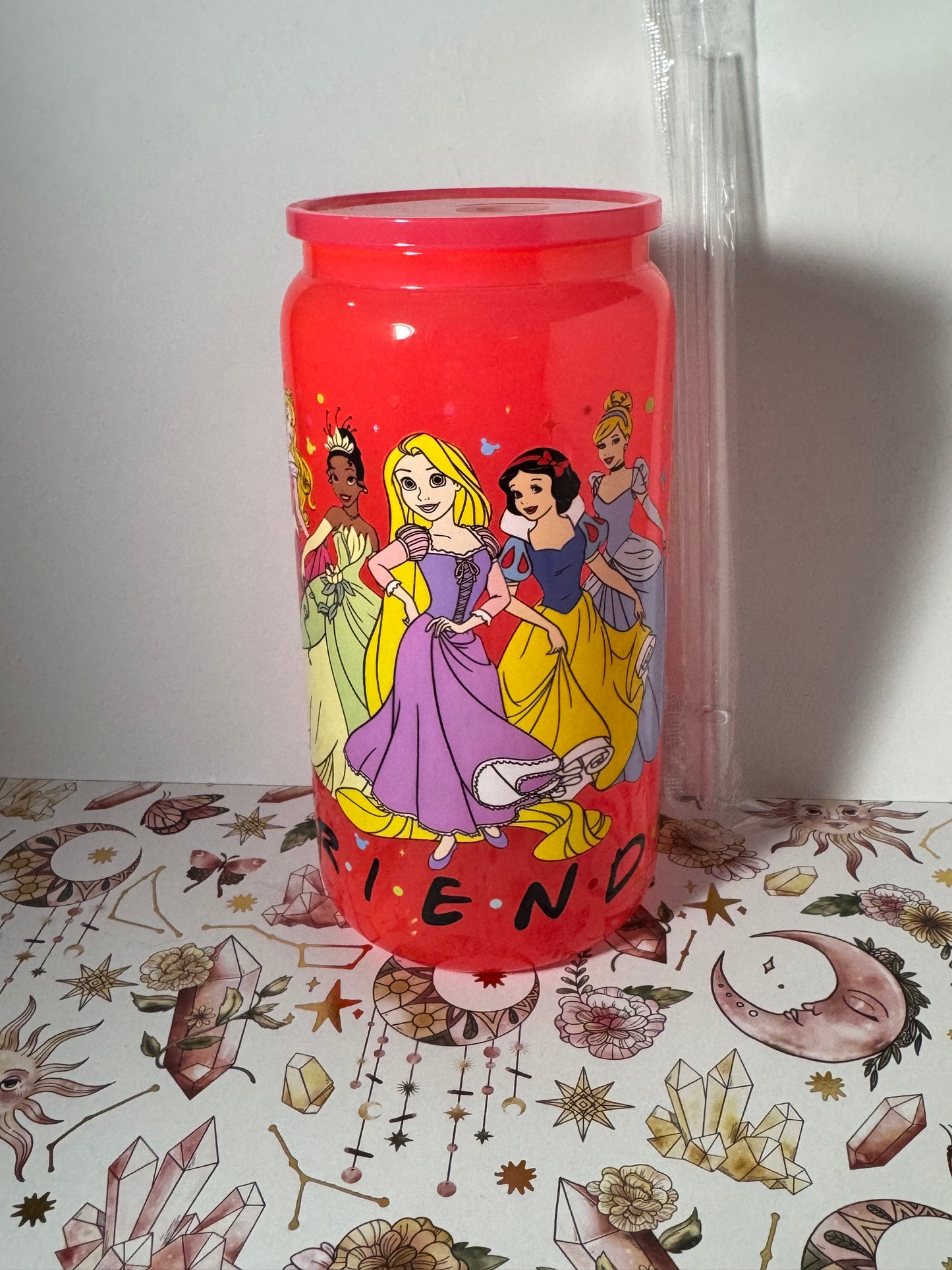 Princess Friends 16oz Can Glass