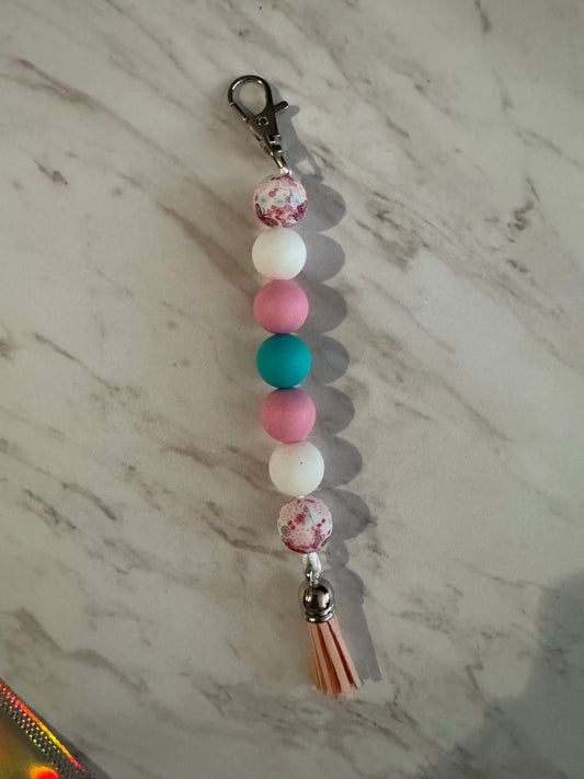 Pink, White and Teal Purse Charm