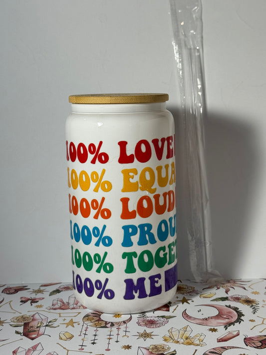 100% Love 16oz Can Glass
