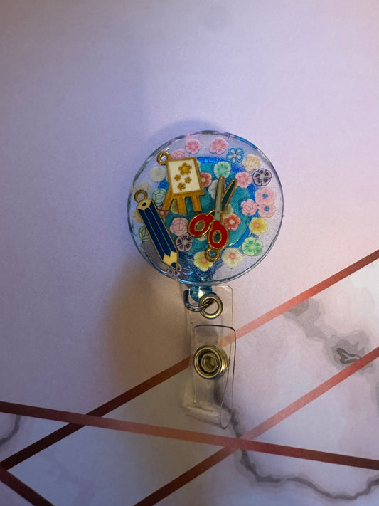 Floral Teacher Badge Reel