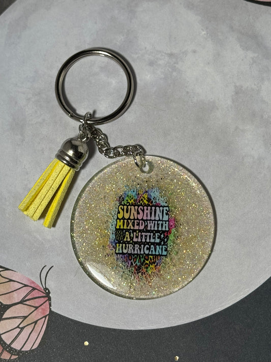 Yellow Sunshine Mixed With A Little Hurricane Keychain.