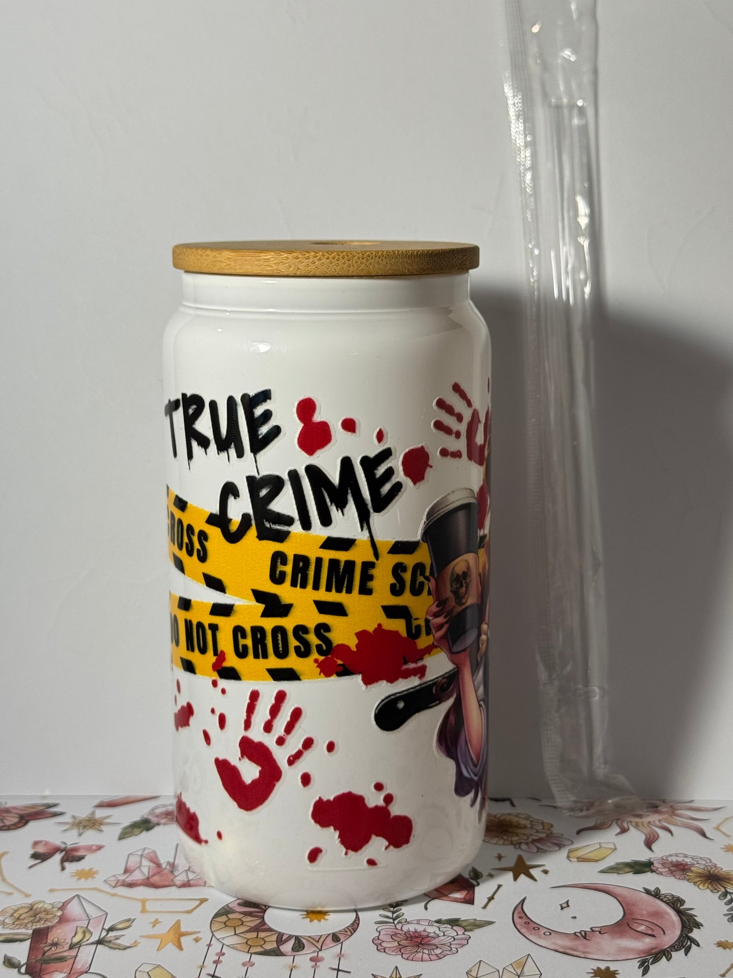 16oz True Crime and Coffee Can Glass