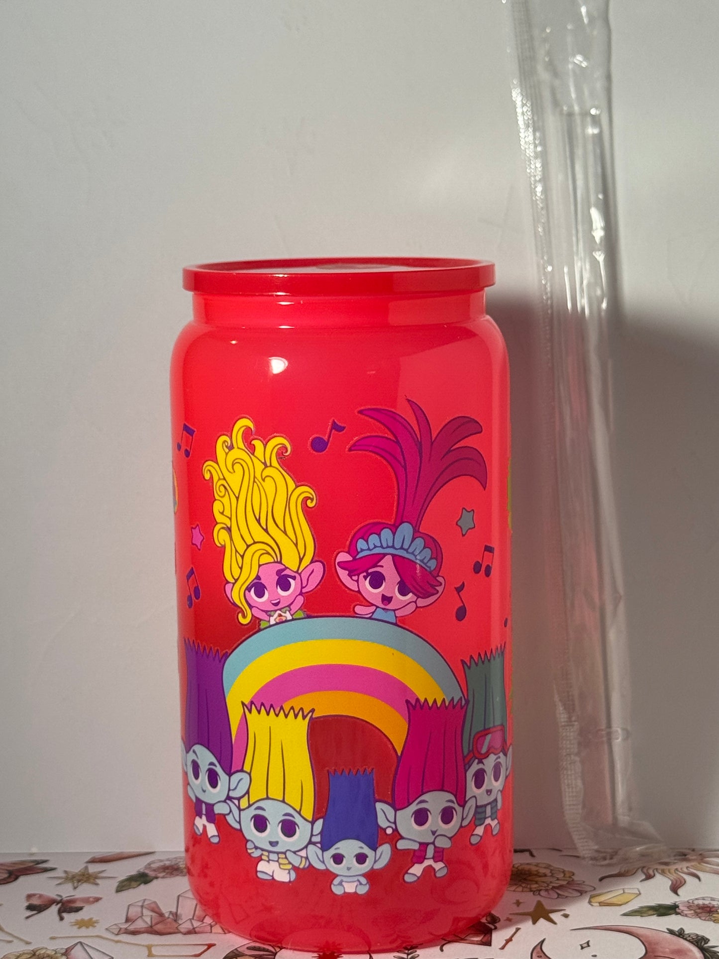 Trolls Fun 16oz Can Glass