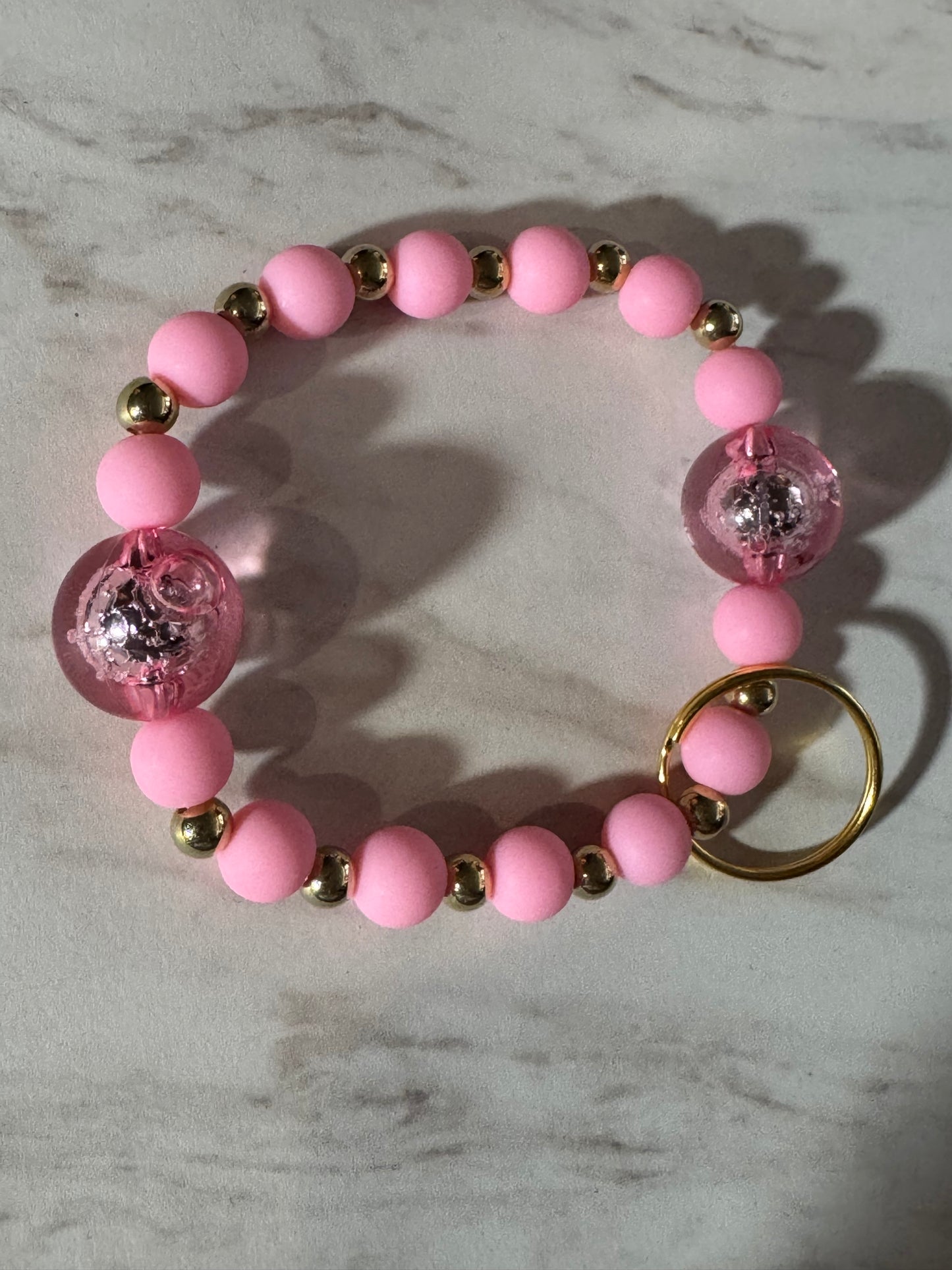 Pink and GOLD Wristlet Keychain