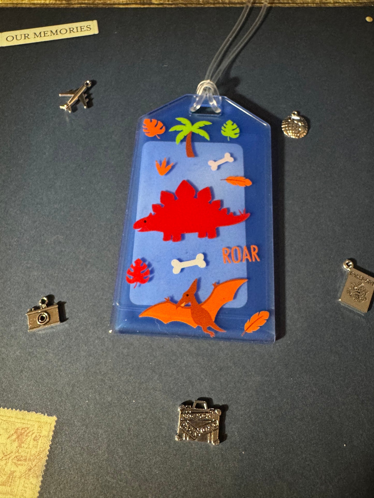 Blue Dino Roar Bag Tag