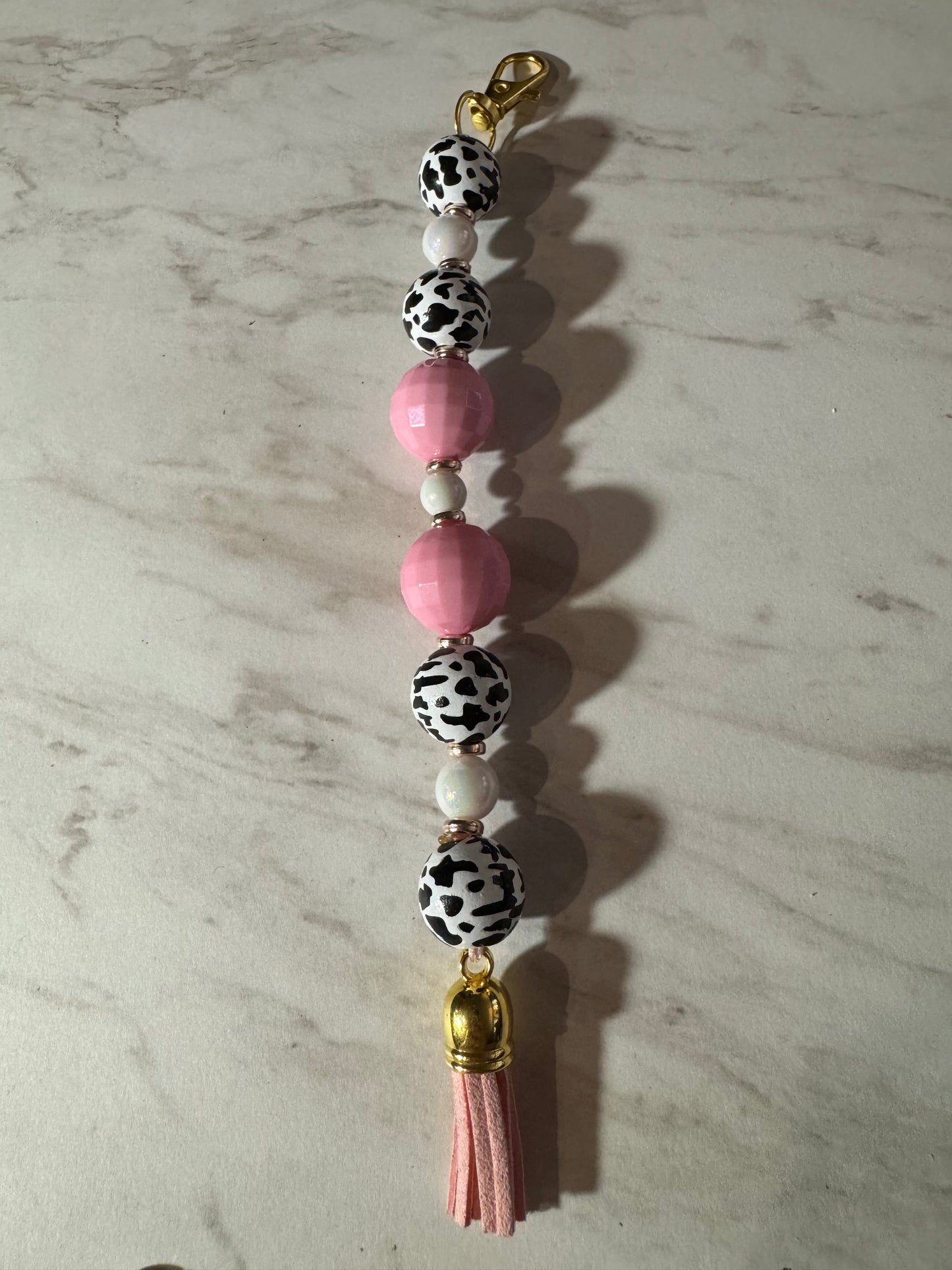 Cow and Pink Bag Charm
