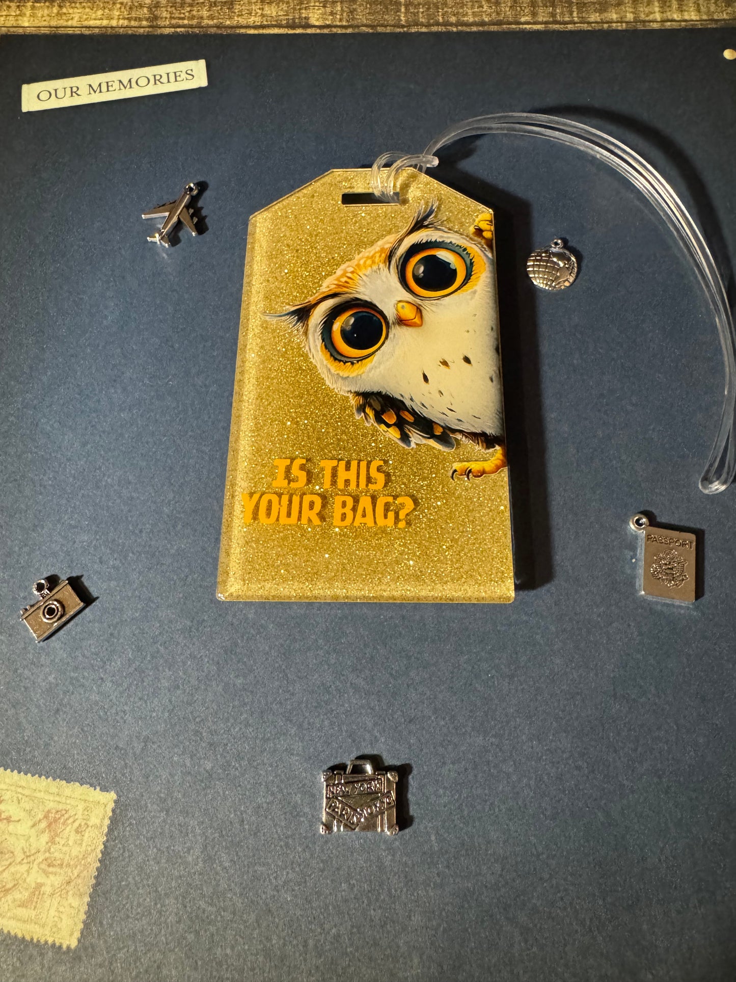 Gold Owl Bag Tag