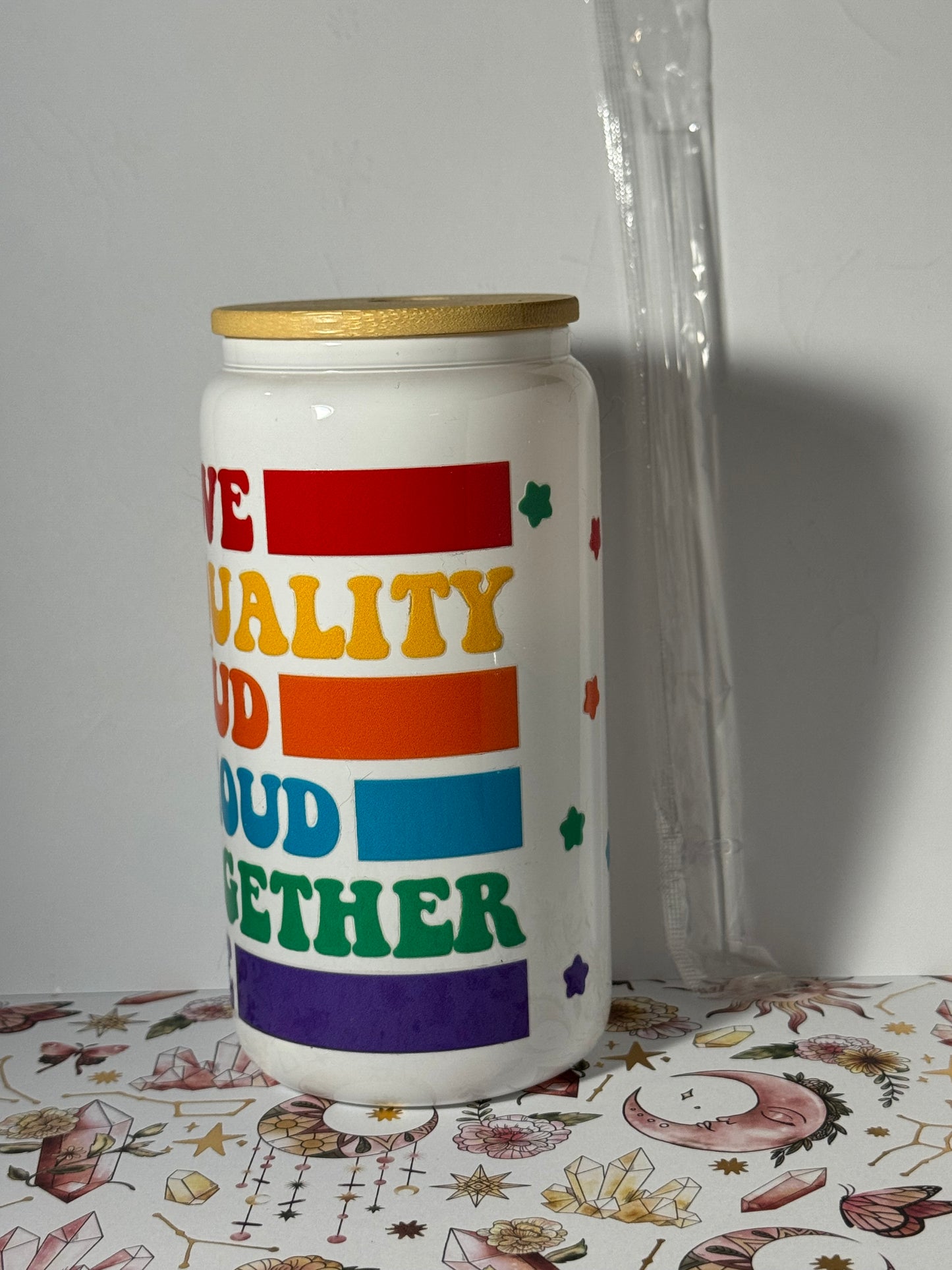 100% Love 16oz Can Glass