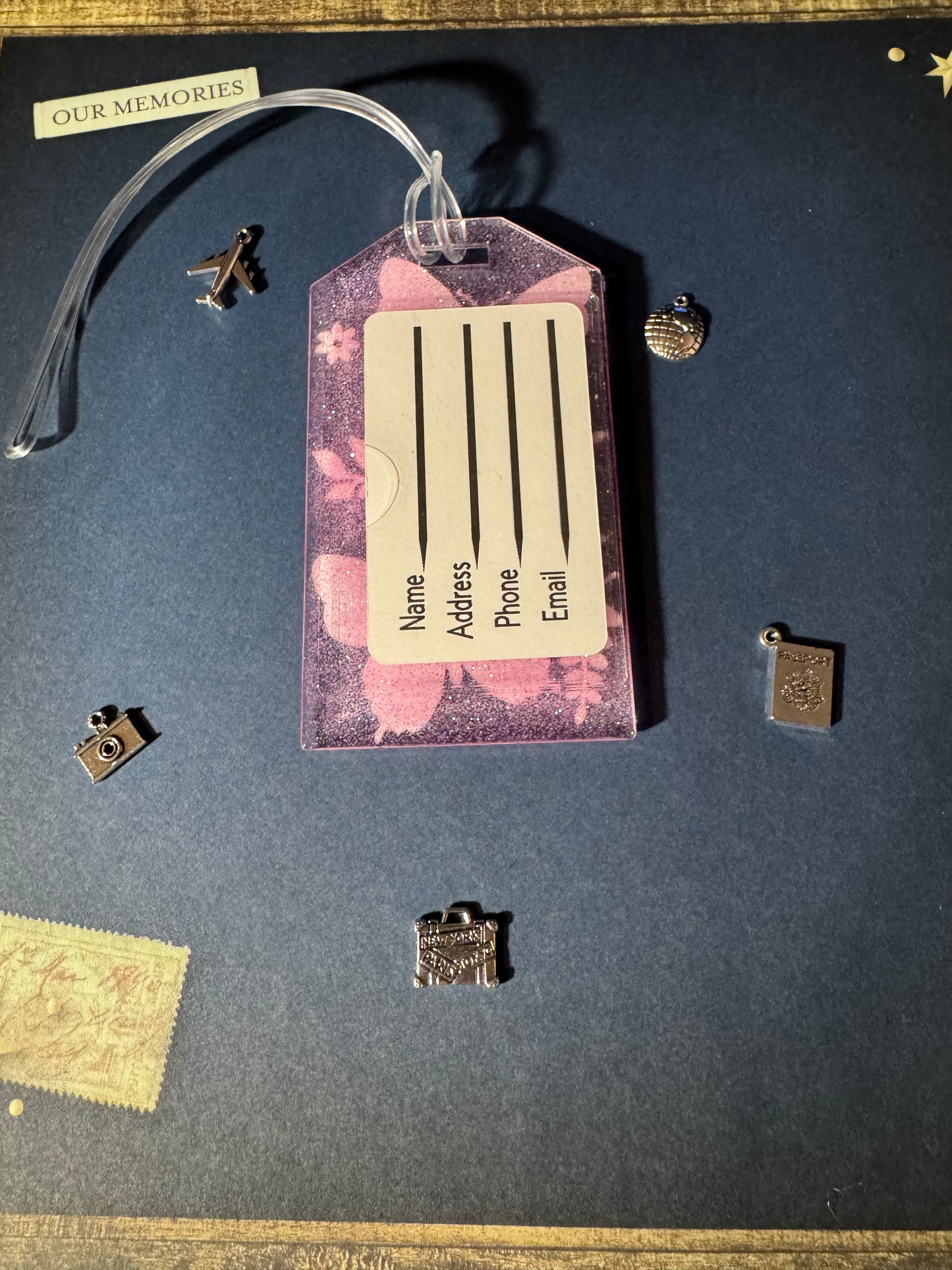 Pink Butterfly Bag Tag