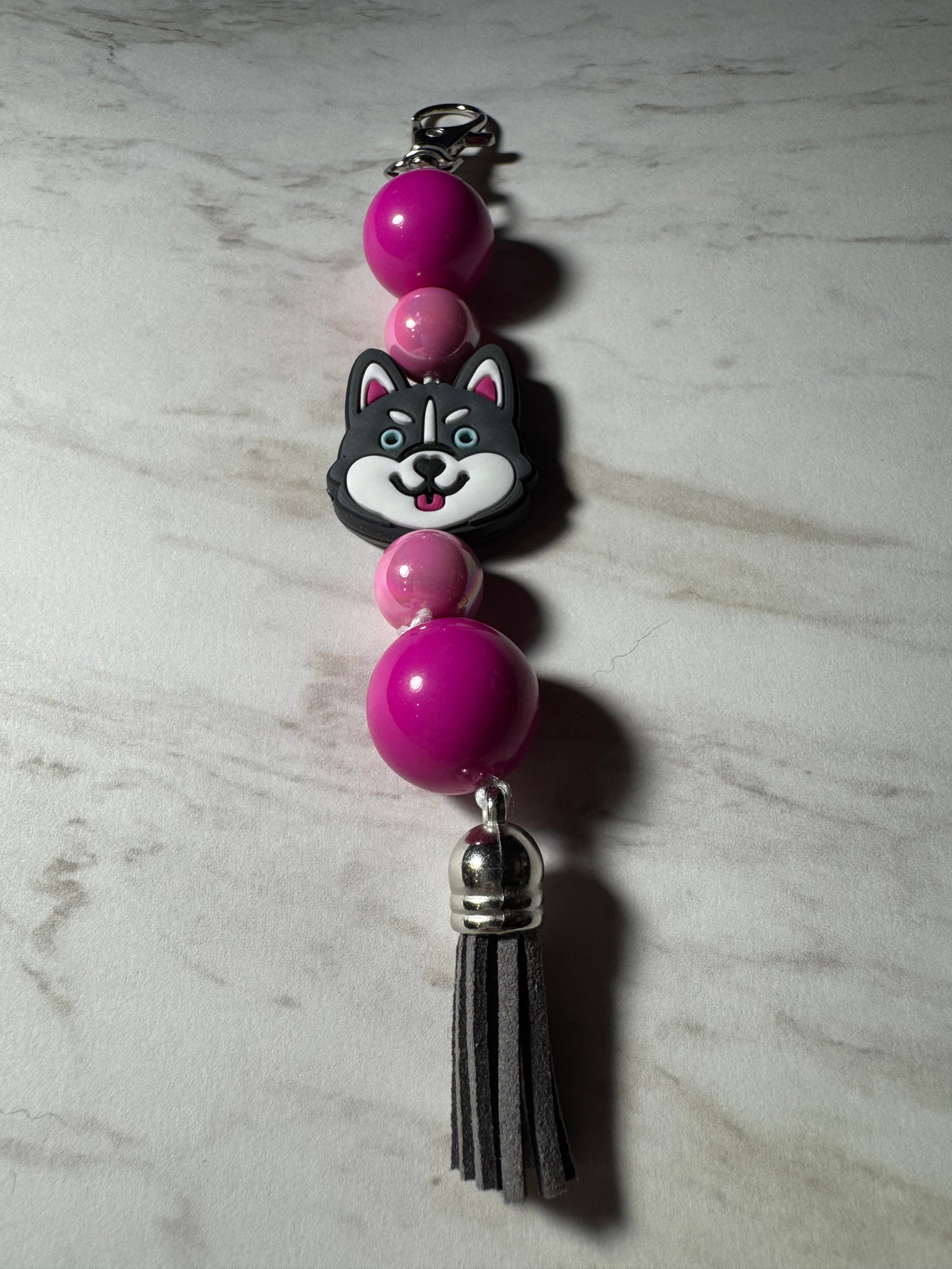 Pink Siberian Husky Purse Charm