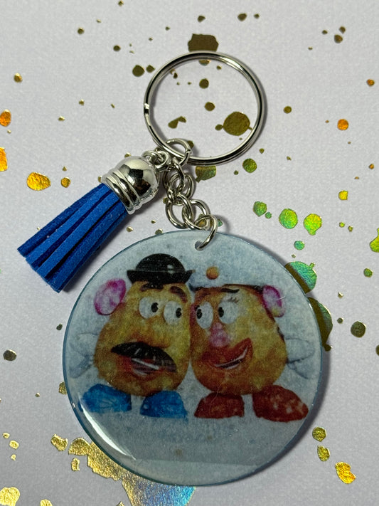 Mr. And Mrs. Potato Head Watercolor Keychain