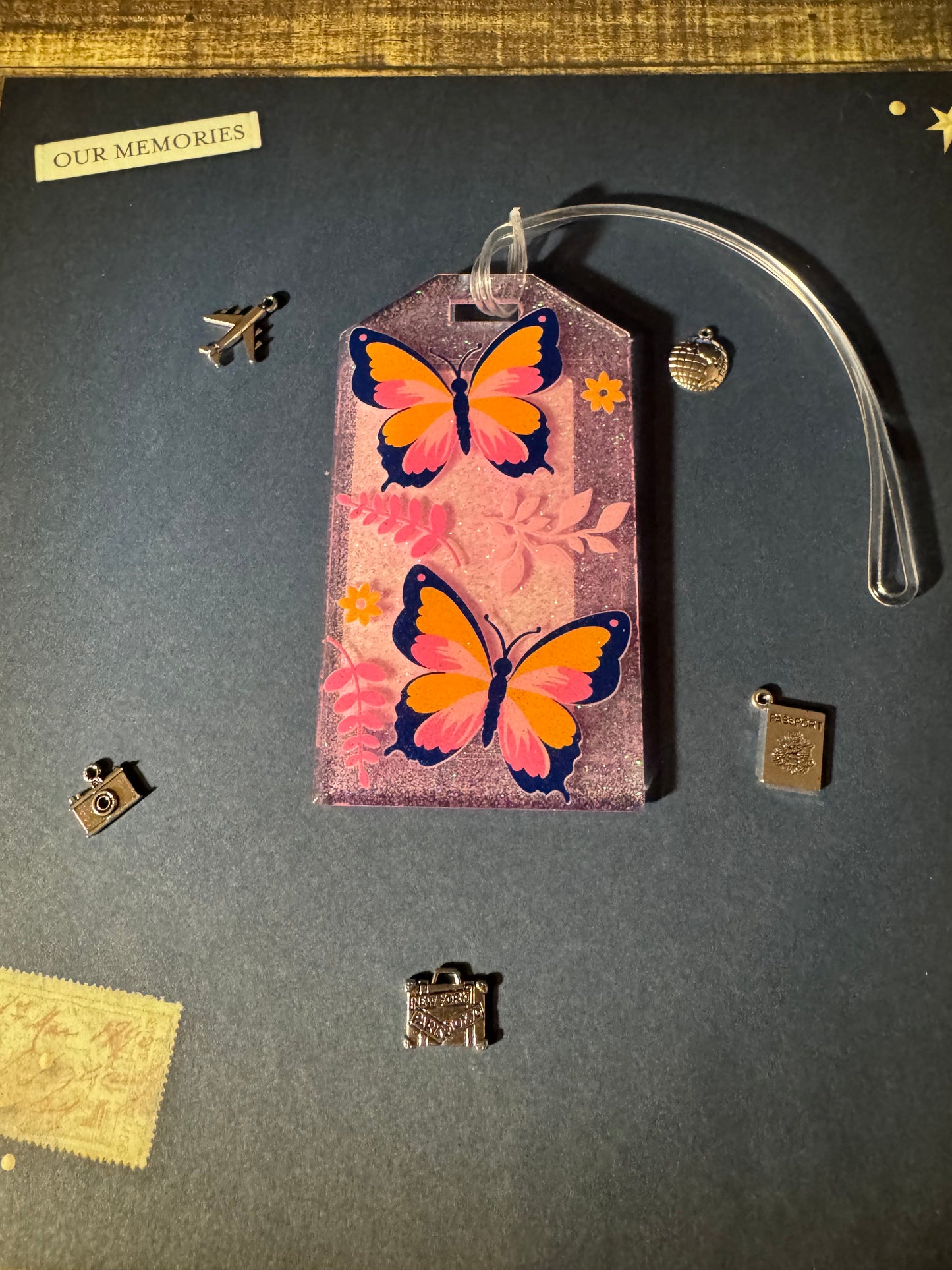 Pink Butterfly Bag Tag
