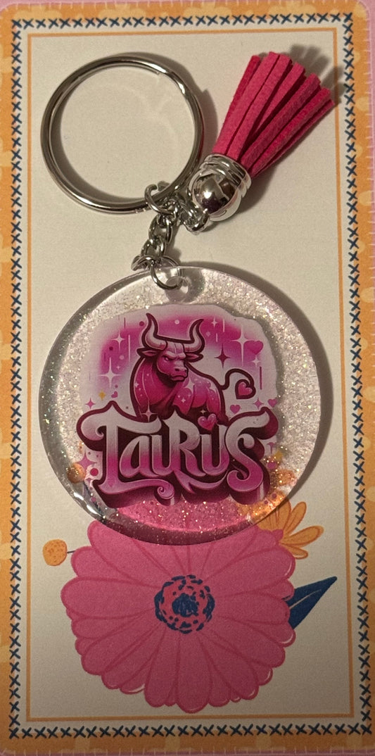Pink Taurus Keychain