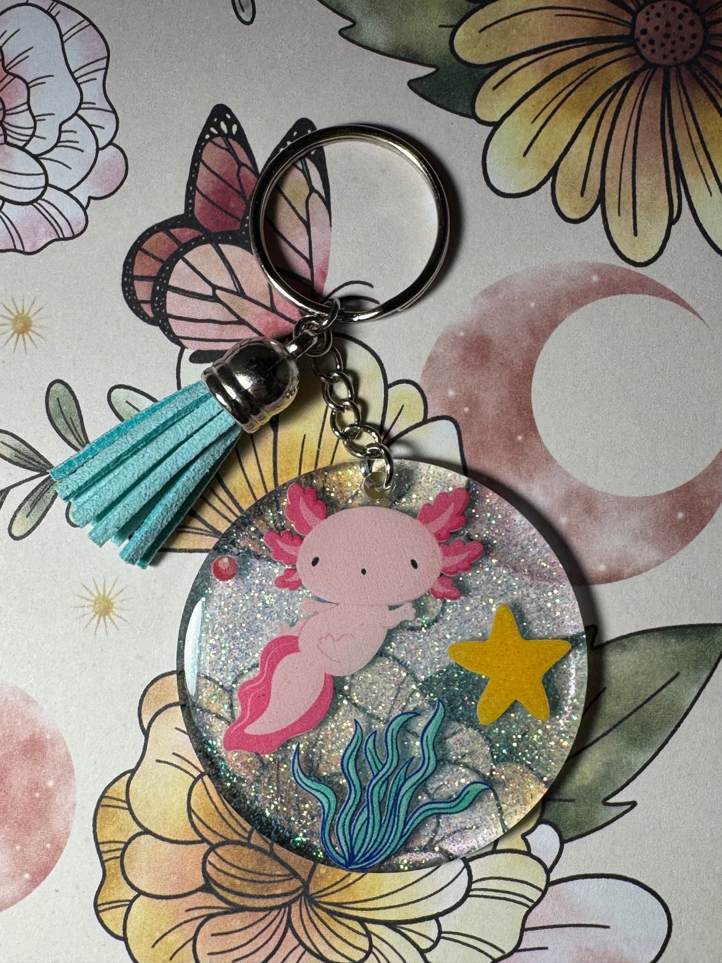 Axolotl Light Blue Keychain