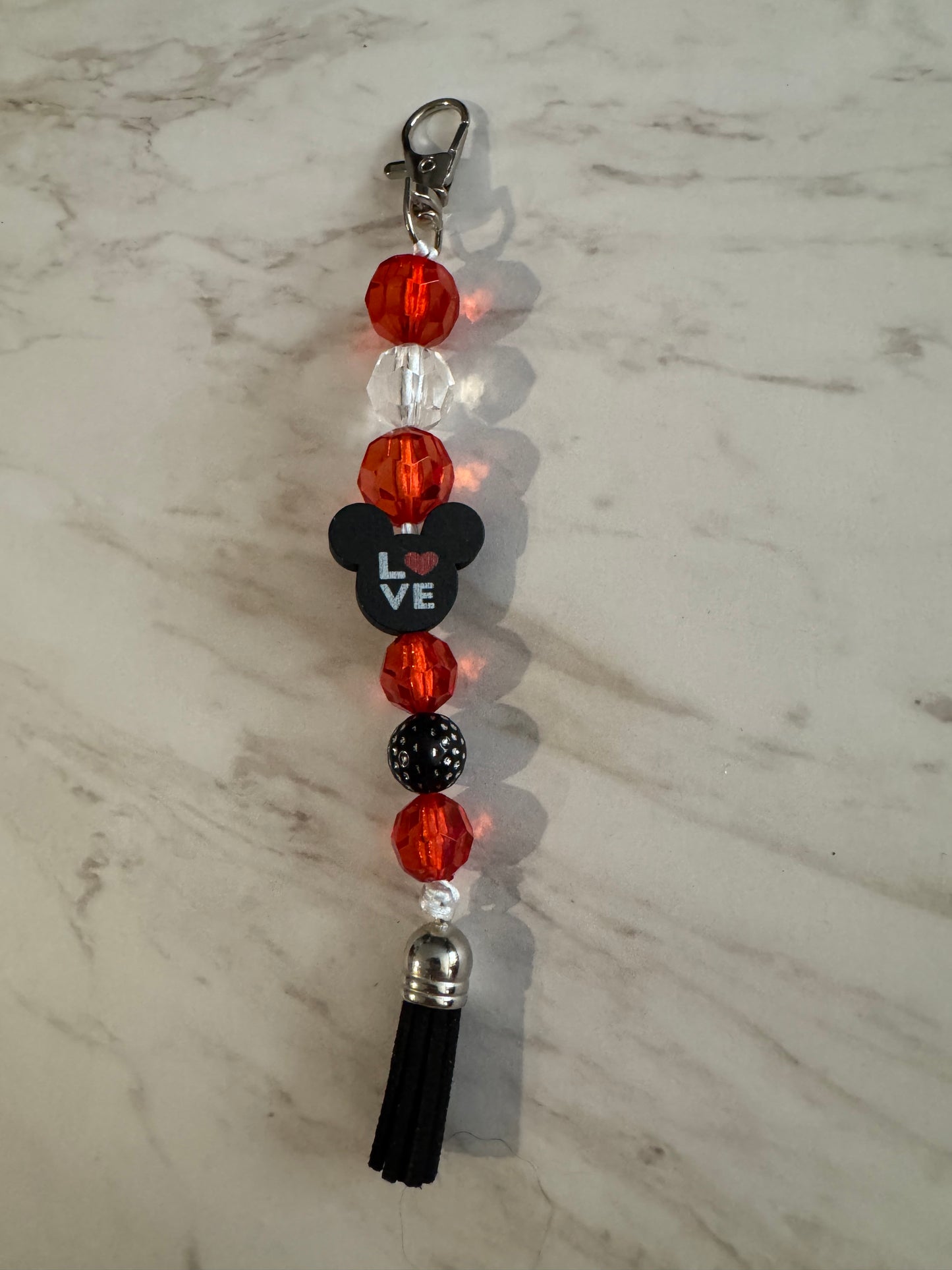 Red and White Mouse Love Purse Charm