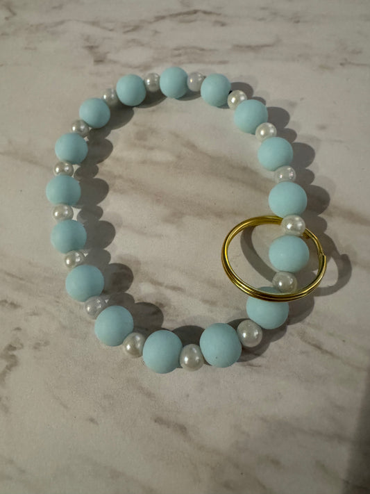 Baby Blue Wristlet Keychain