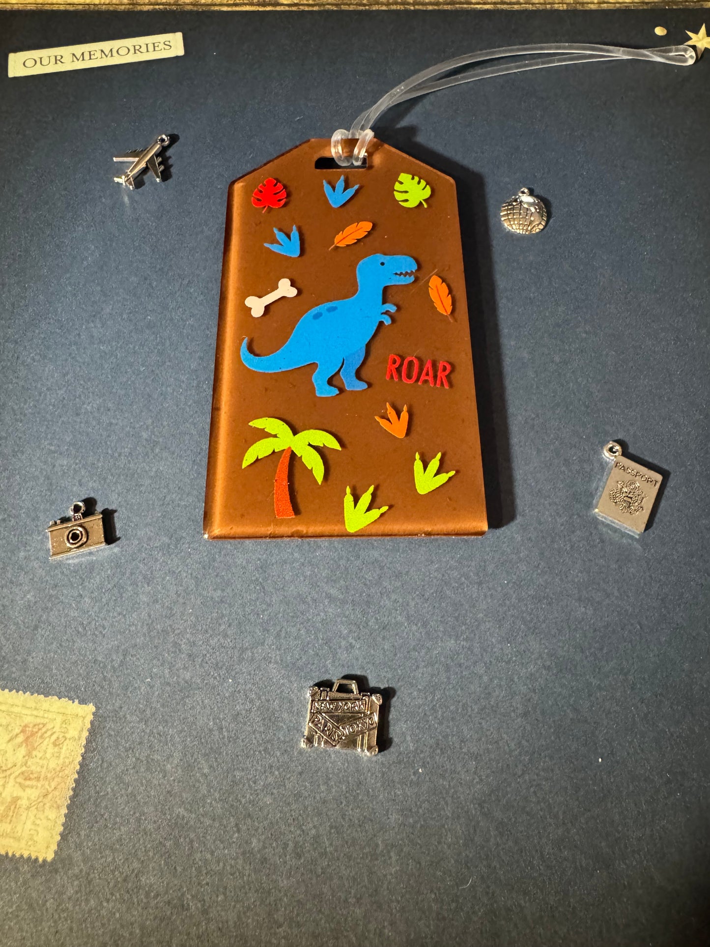 Brown Dino Bag Tag