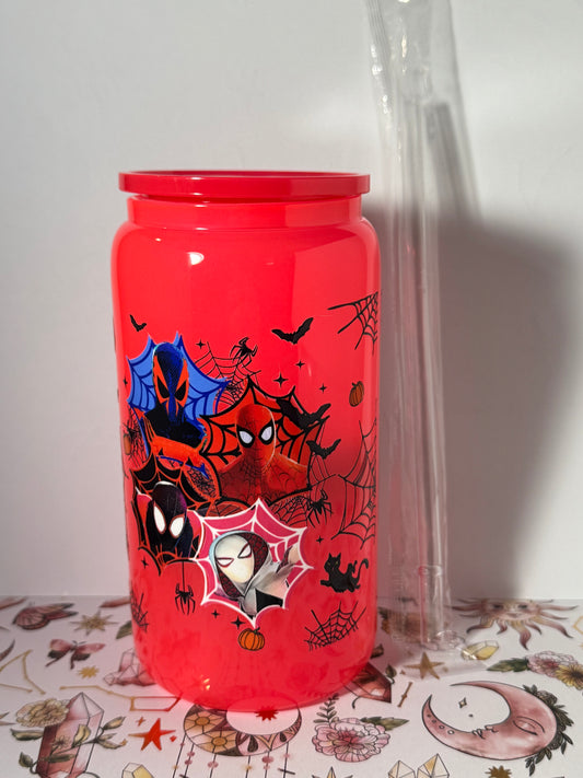 Pink Spider-Man 16oz Can Glass