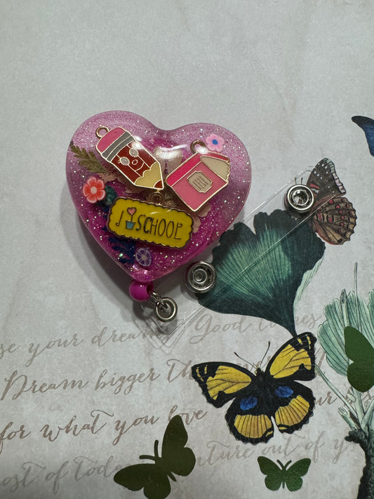 I Love School Teacher Badge Reel