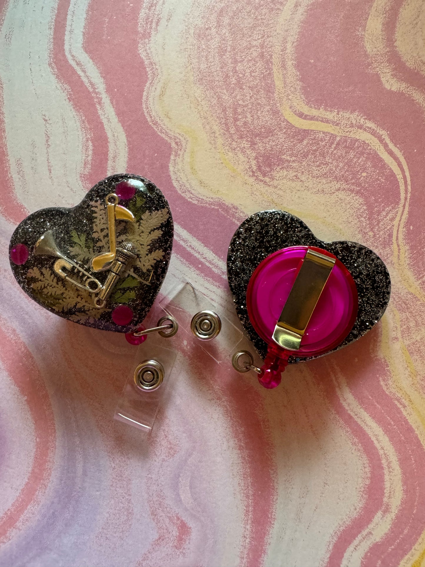Pink Music Badge Reel