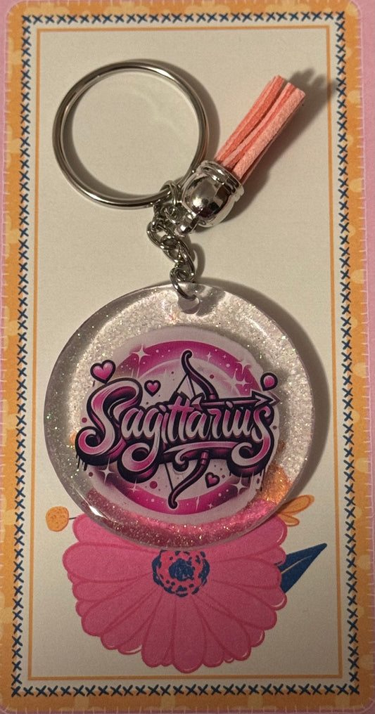 Pink Sagittarius Keychain