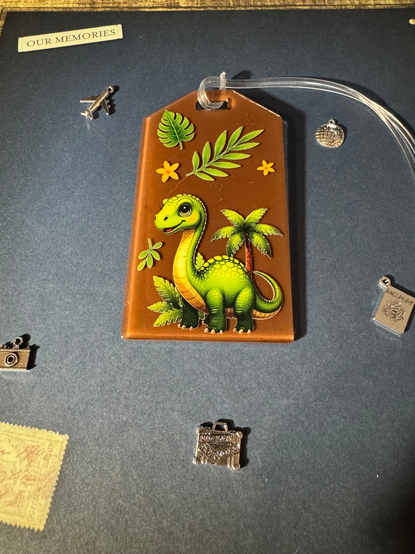 Brown Dinosaur Bag Tag