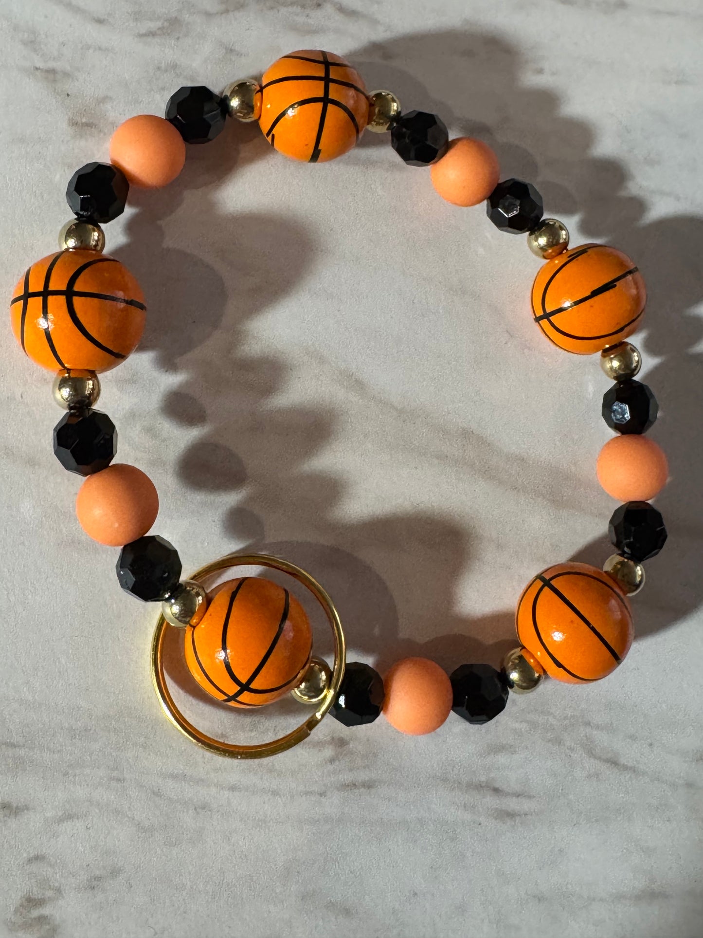Soft Orange Basketball Wristlet Keychain