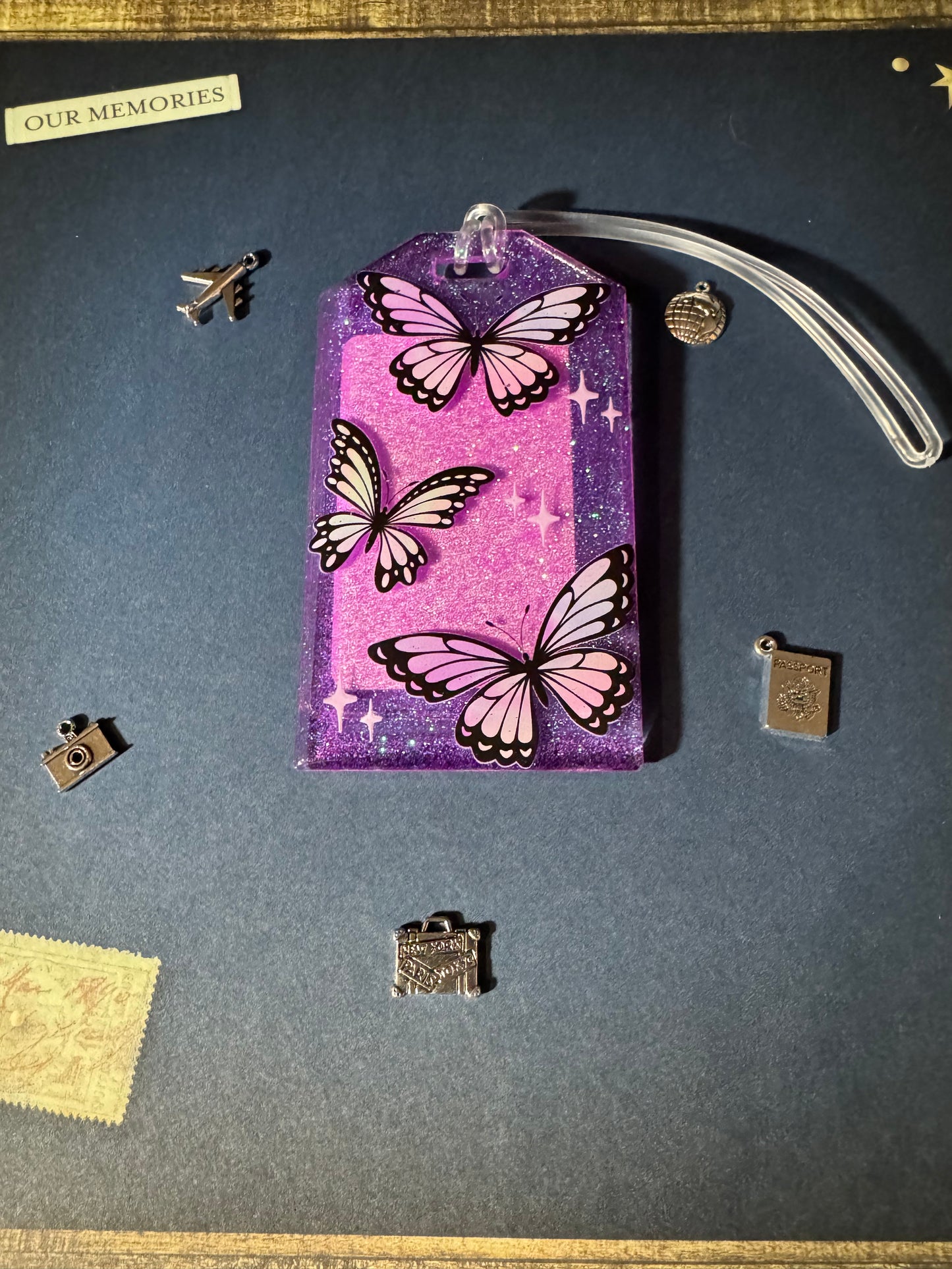Purple Butterfly Bag Tag