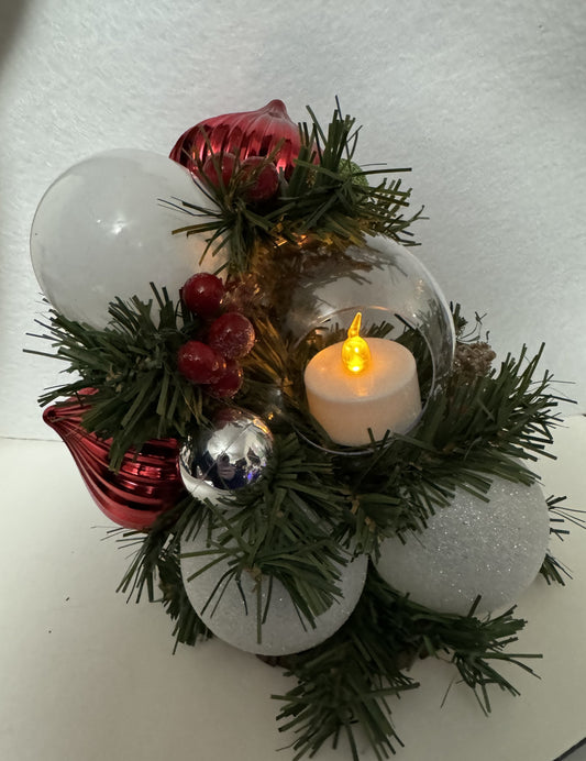 Red and White Christmas Ball Decoration