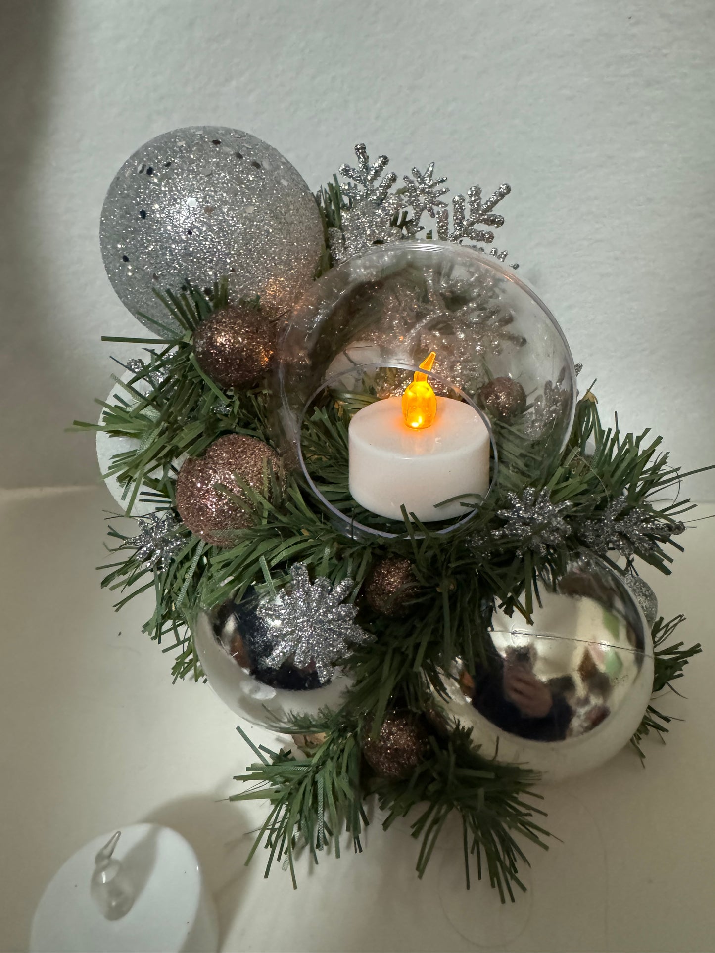 Silver and White Christmas Ball Decoration