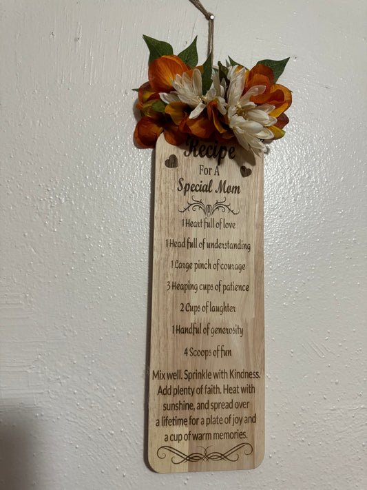 Recipe For A Special Mom Cutting Board