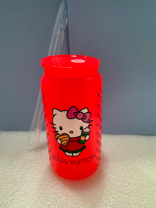 16oz Hello Kitty LV Can Glass