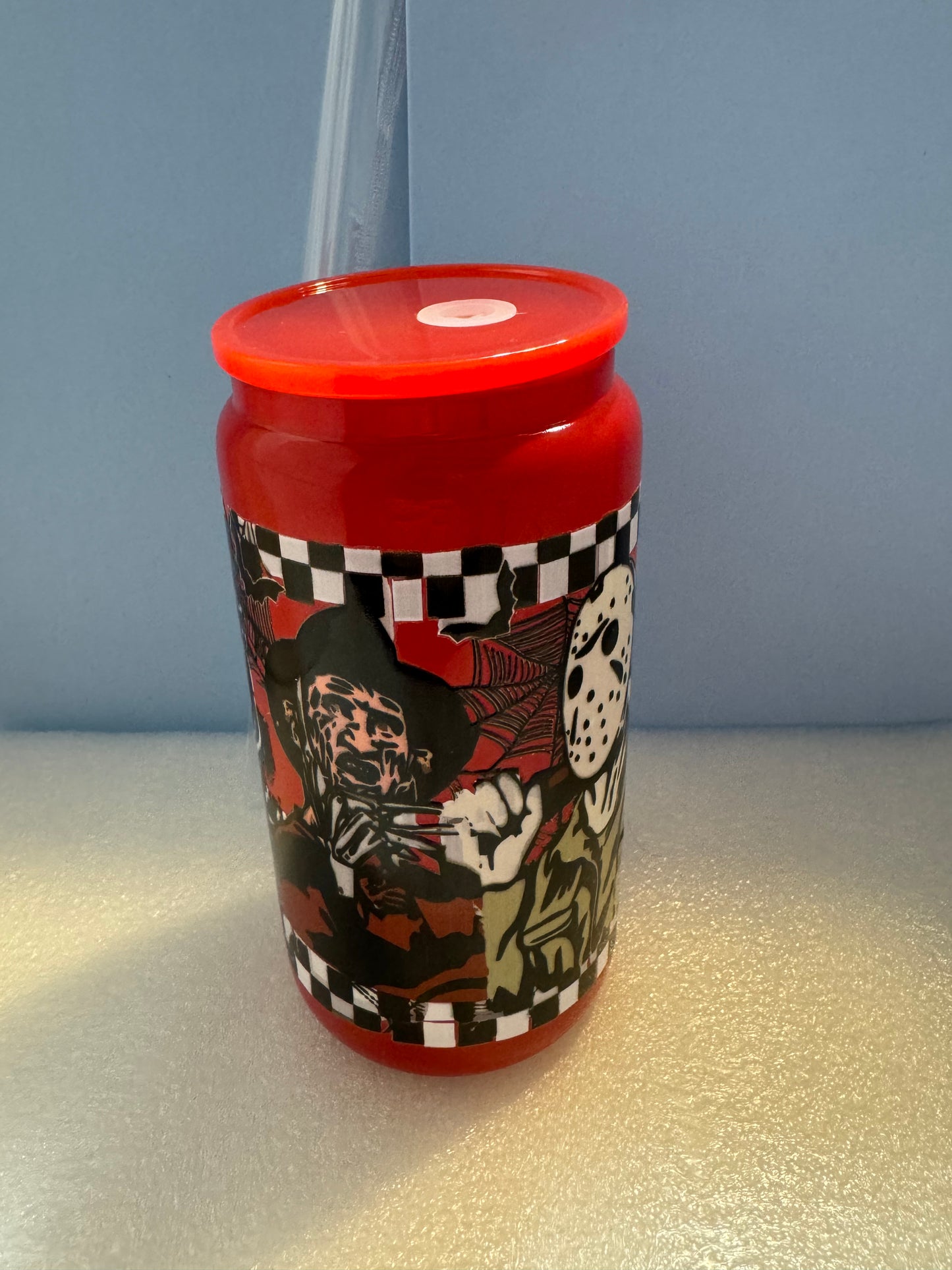 16oz. Red Horror Beer Can Glass