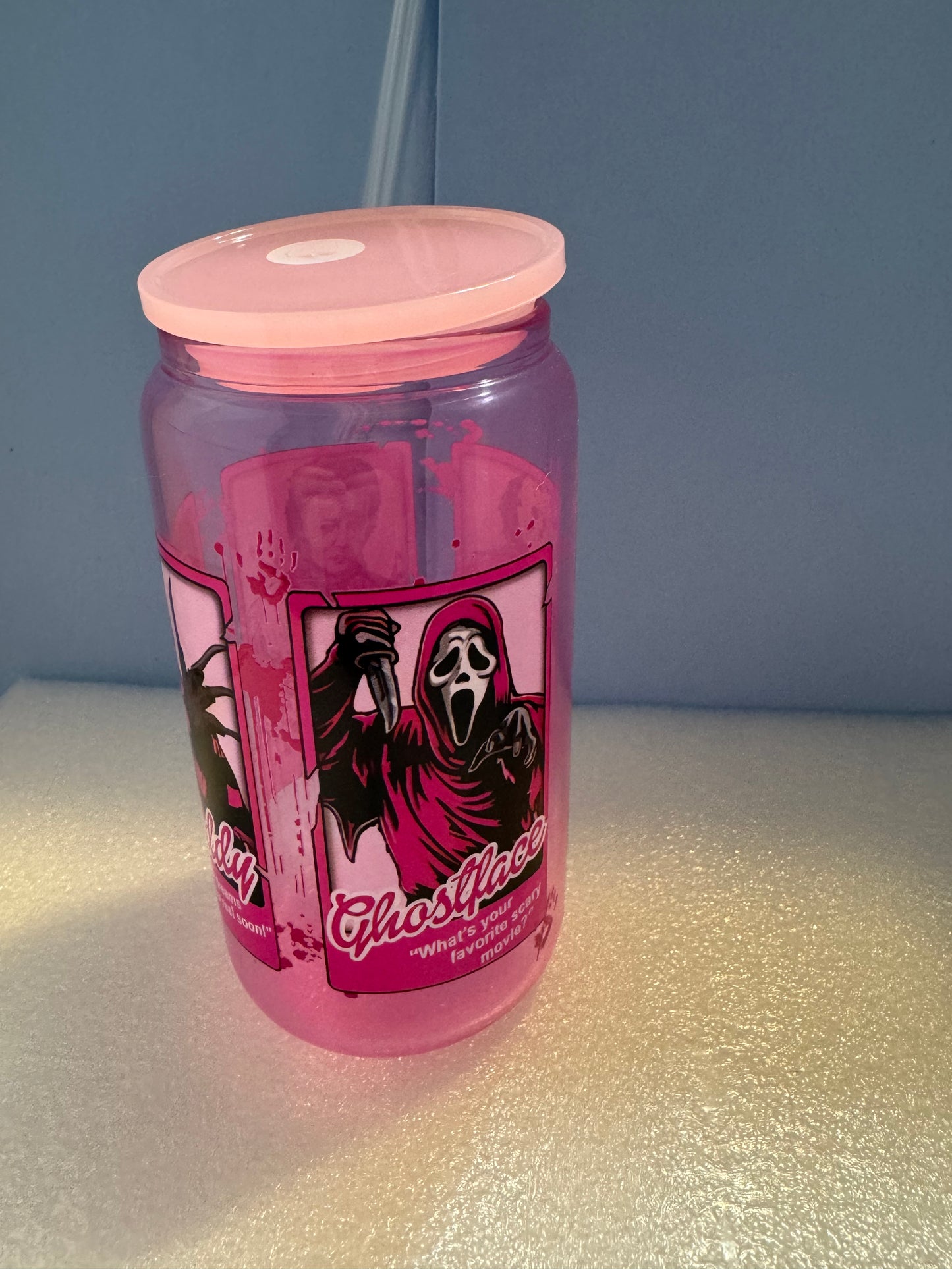 16oz. Pink Horror Beer Can Glass