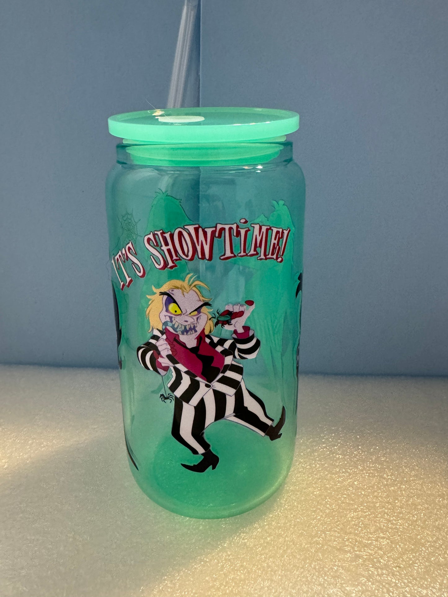 16oz. Green It's Showtime Beer Can Glass