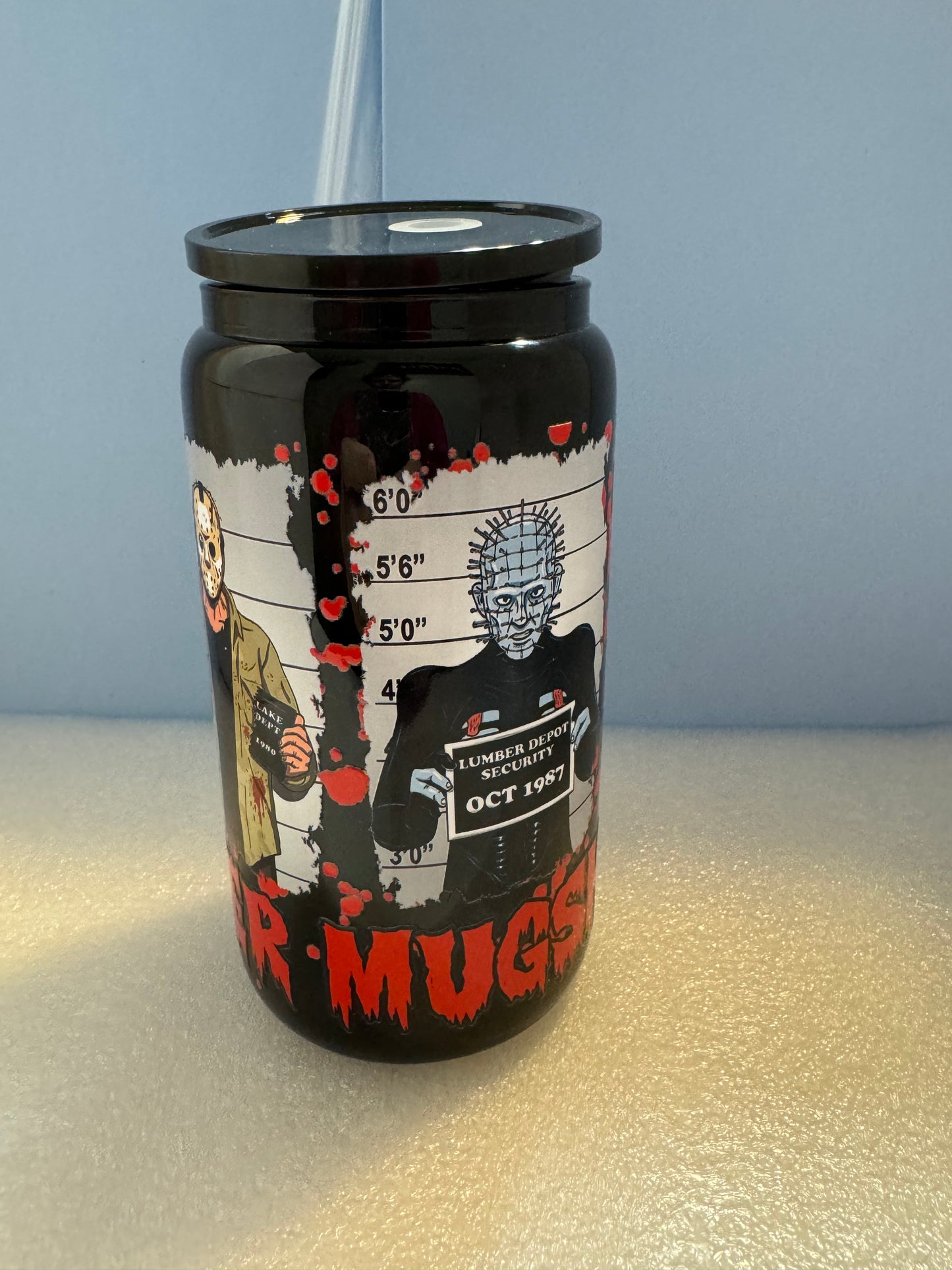 16oz. Killer Mugshots Beer Can Glass