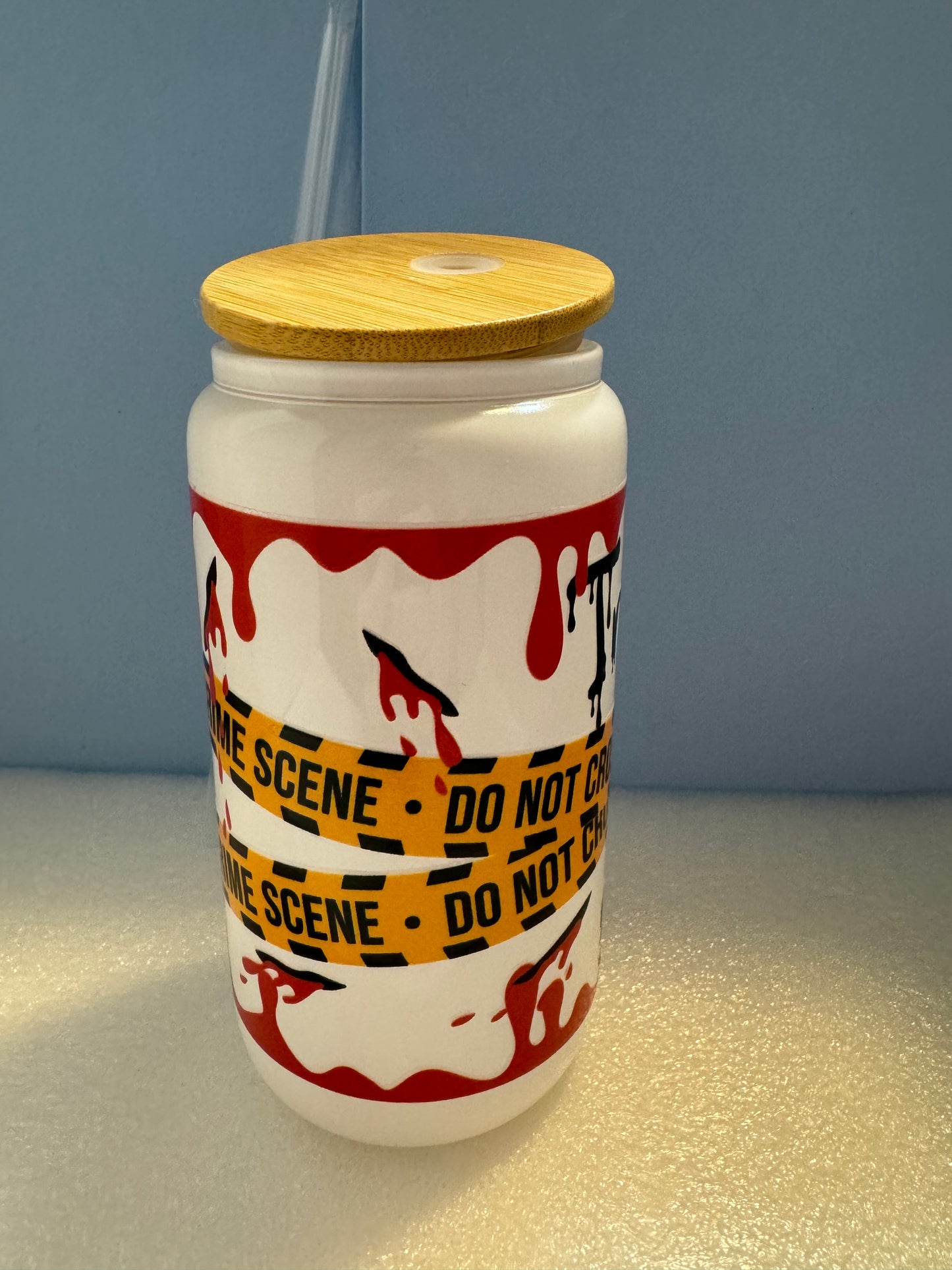 16oz. True Crime Junkie Beer Can Glass