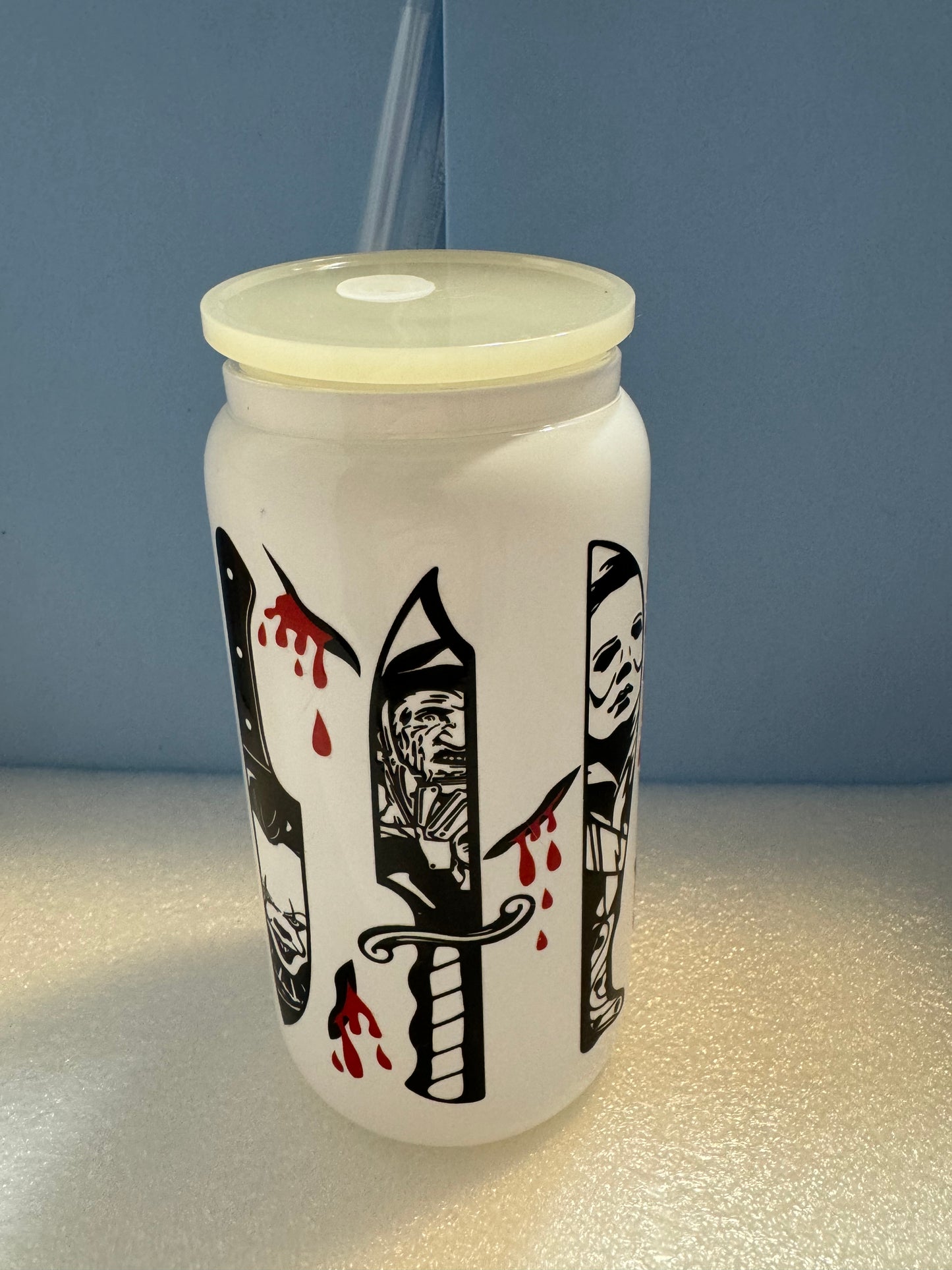 16oz. A Little Slice of Horror Beer Can Glass