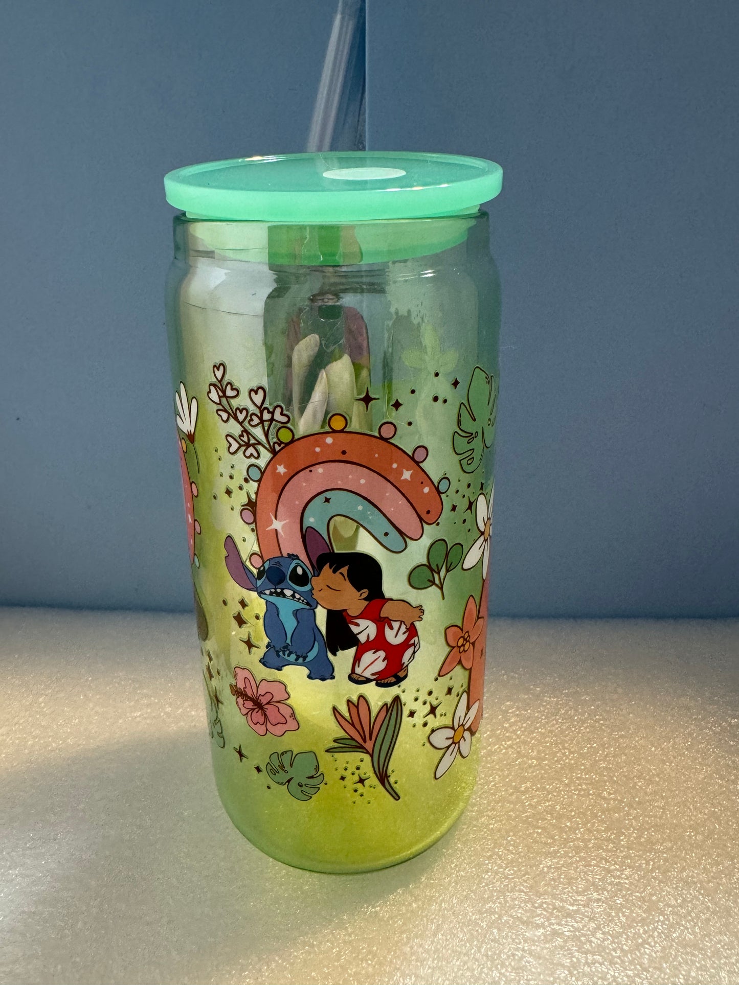 16oz Lilo and Stitch Can Glass