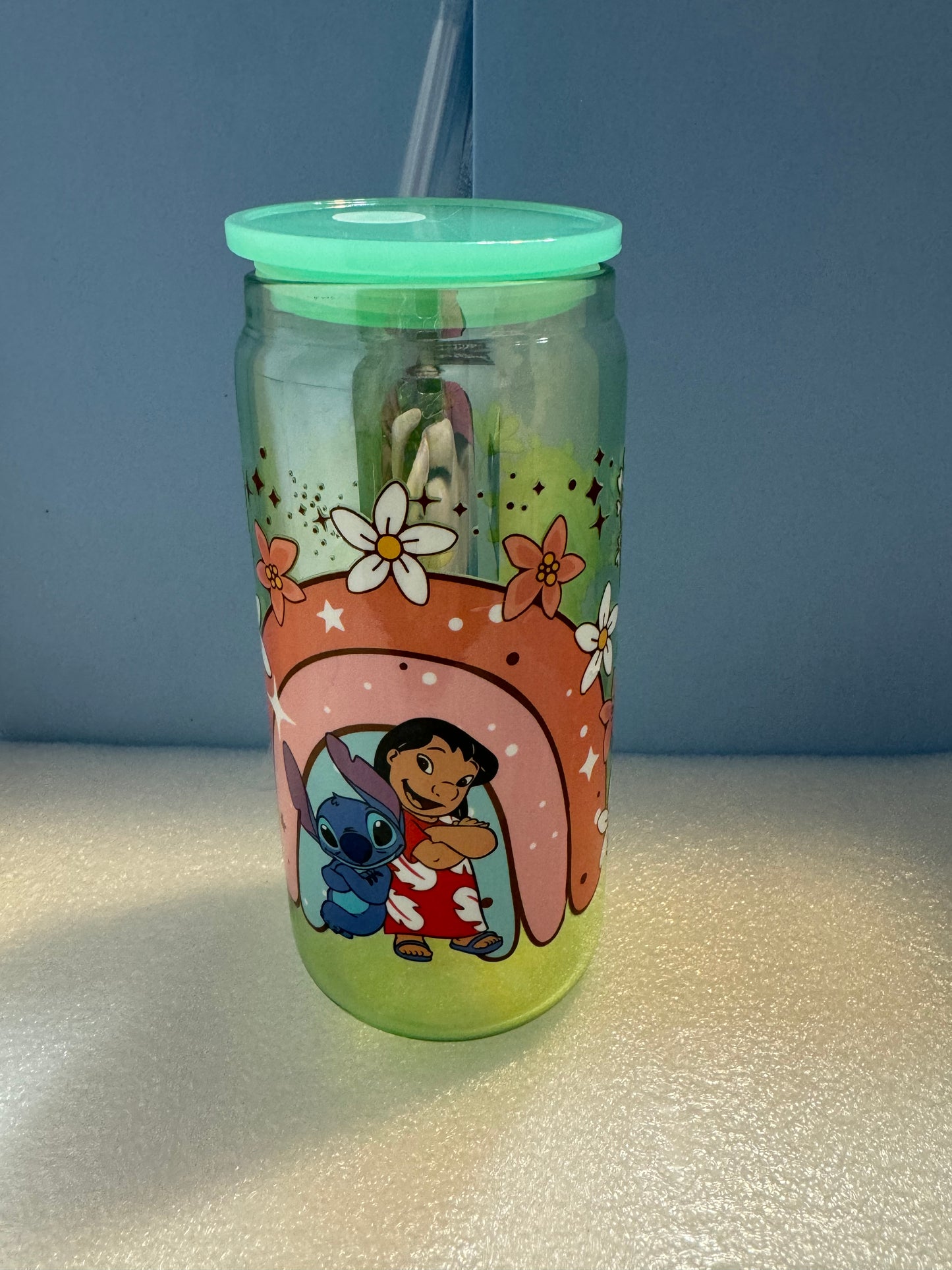 16oz Lilo and Stitch Can Glass