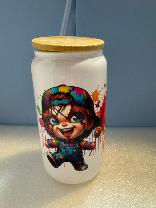 16oz. Chuckie Beer Can Glass